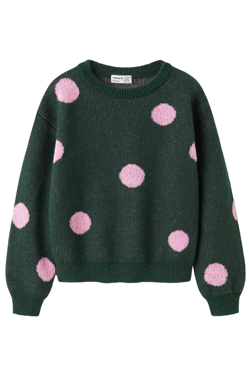 NAME IT KIDS gebreide trui met stippen - groen