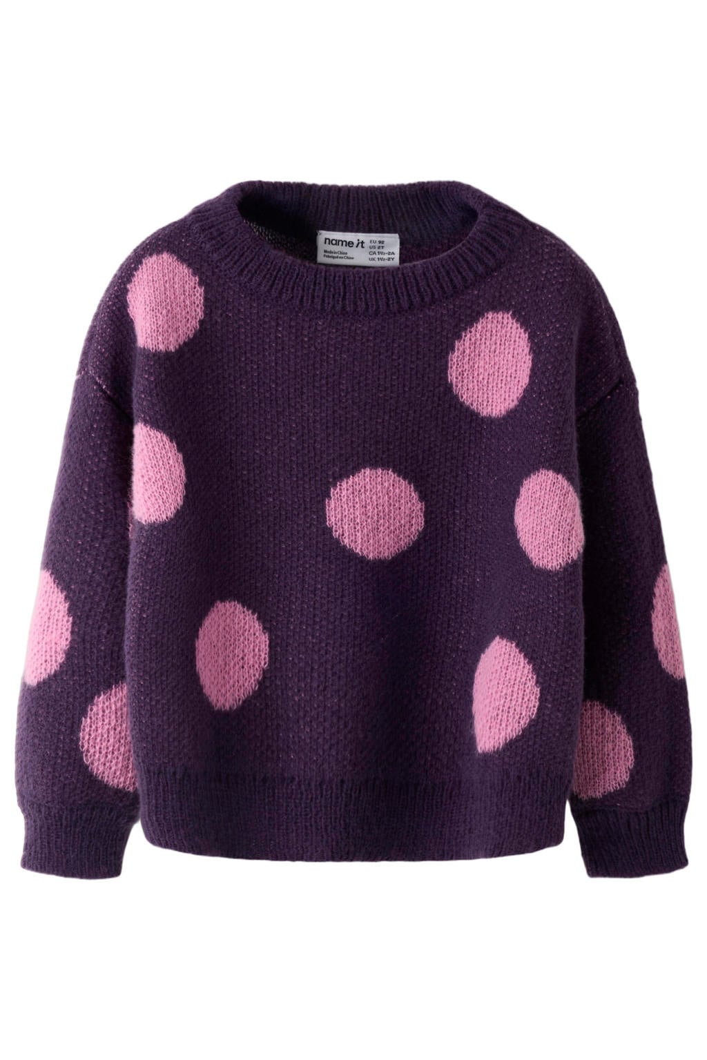 NAME IT MINI gebreide trui met stippen - paars/roze