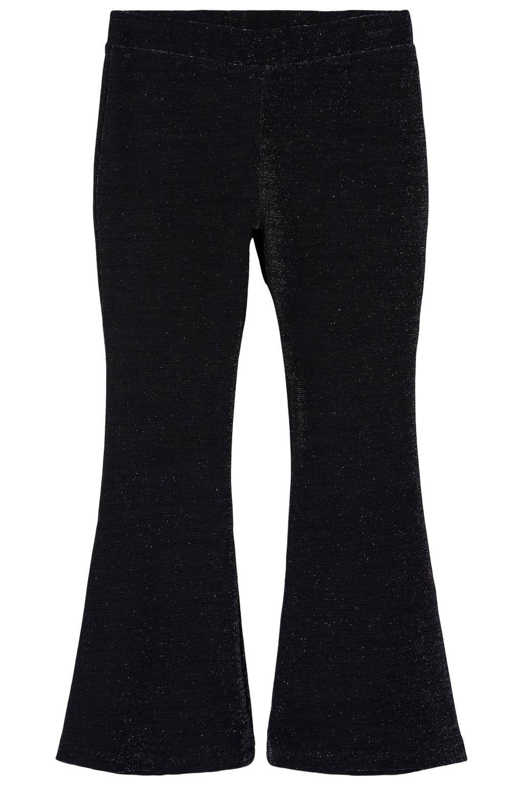 Zwarte meisjes NAME IT MINI flared broek van polyester met elastische tailleband en effen