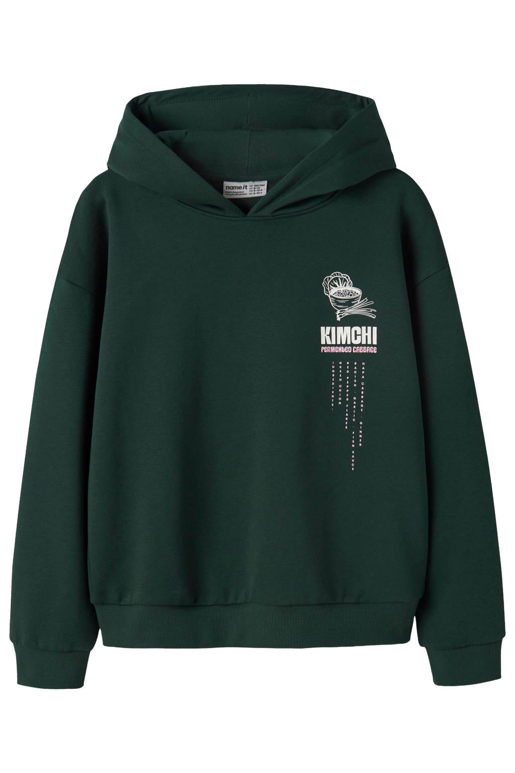 NAME IT KIDS sweater met backprint - donkergroen