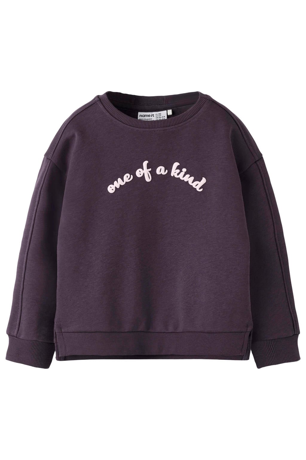 NAME IT MINI sweater met split - donkerpaars
