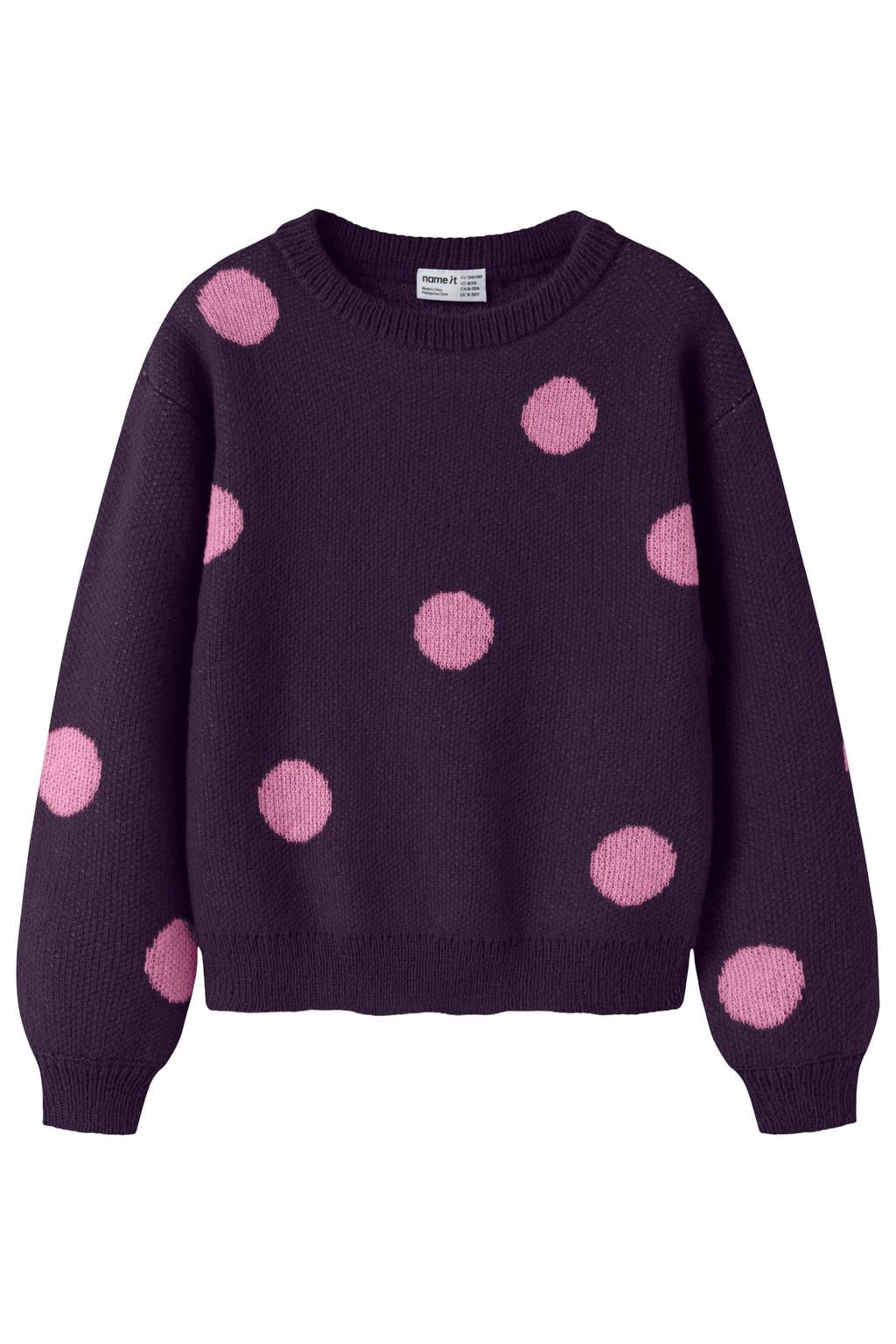 NAME IT KIDS gebreide trui met stippen - paars
