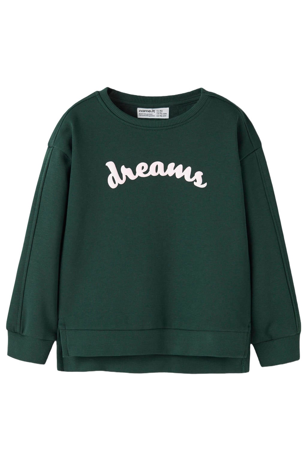 NAME IT MINI sweater met tekst - donkergroen