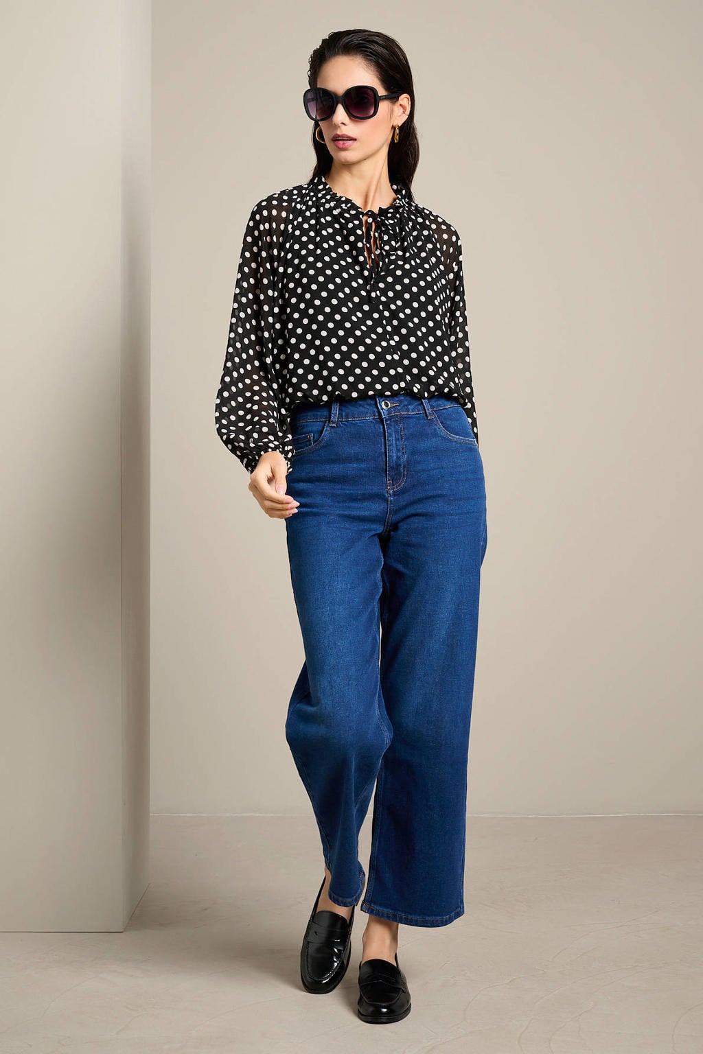 LOLALIZA top met stippen - zwart/wit