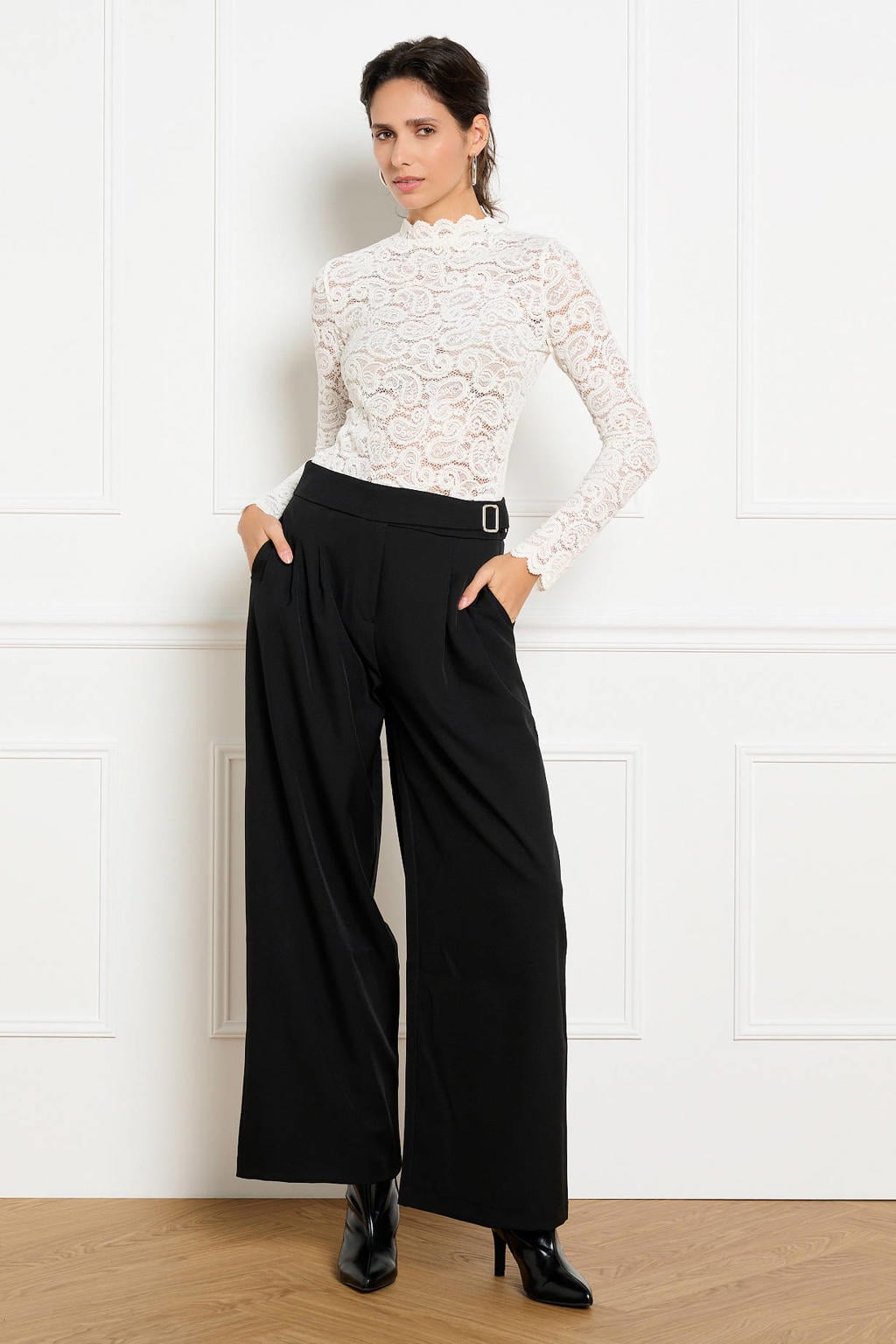 LOLALIZA wide leg broek - zwart