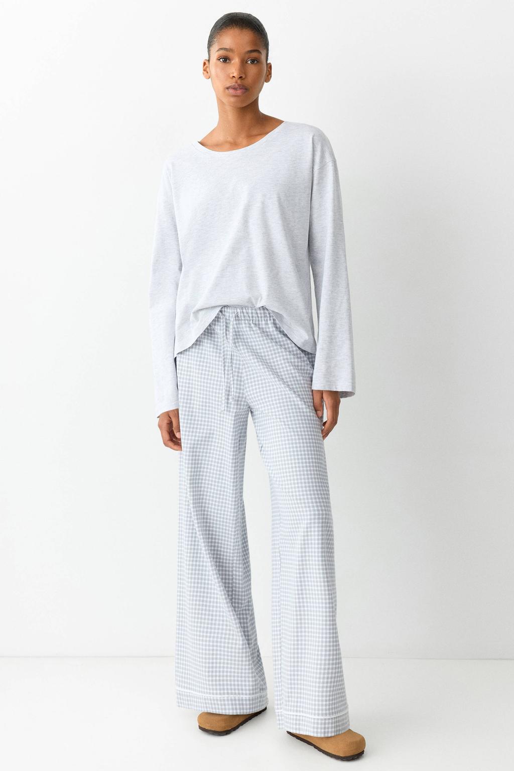 MANGO TEEN geruite pyjama - pastelgrijs