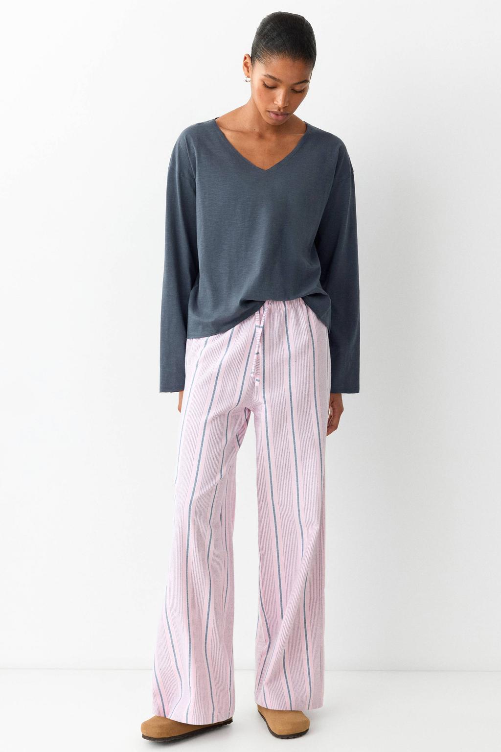 MANGO TEEN gestreepte pyjama - blauw/roze