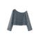 MANGO TEEN one shoulder rechtvallende cropped semi-transparante blousetop met print - blauw
