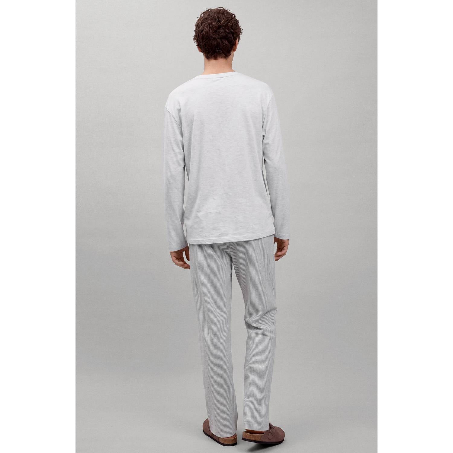 MANGO TEEN gestreepte pyjama lichtgrijs wit
