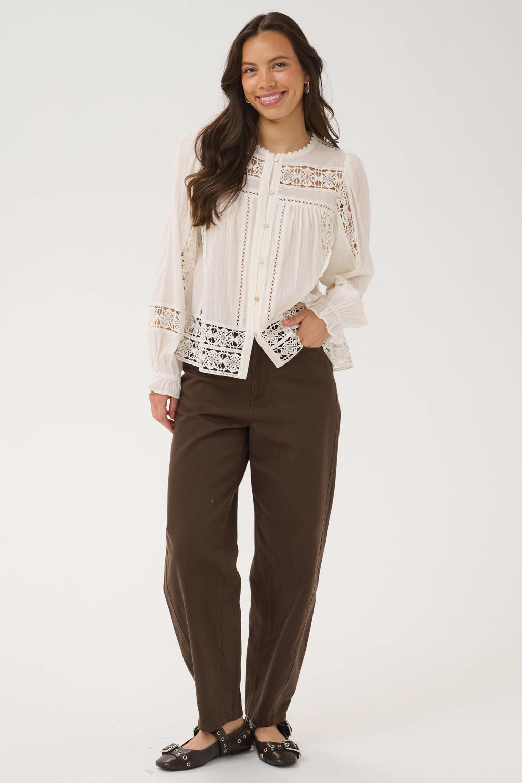 Saint Tropez high waist barrel jeans - bruin