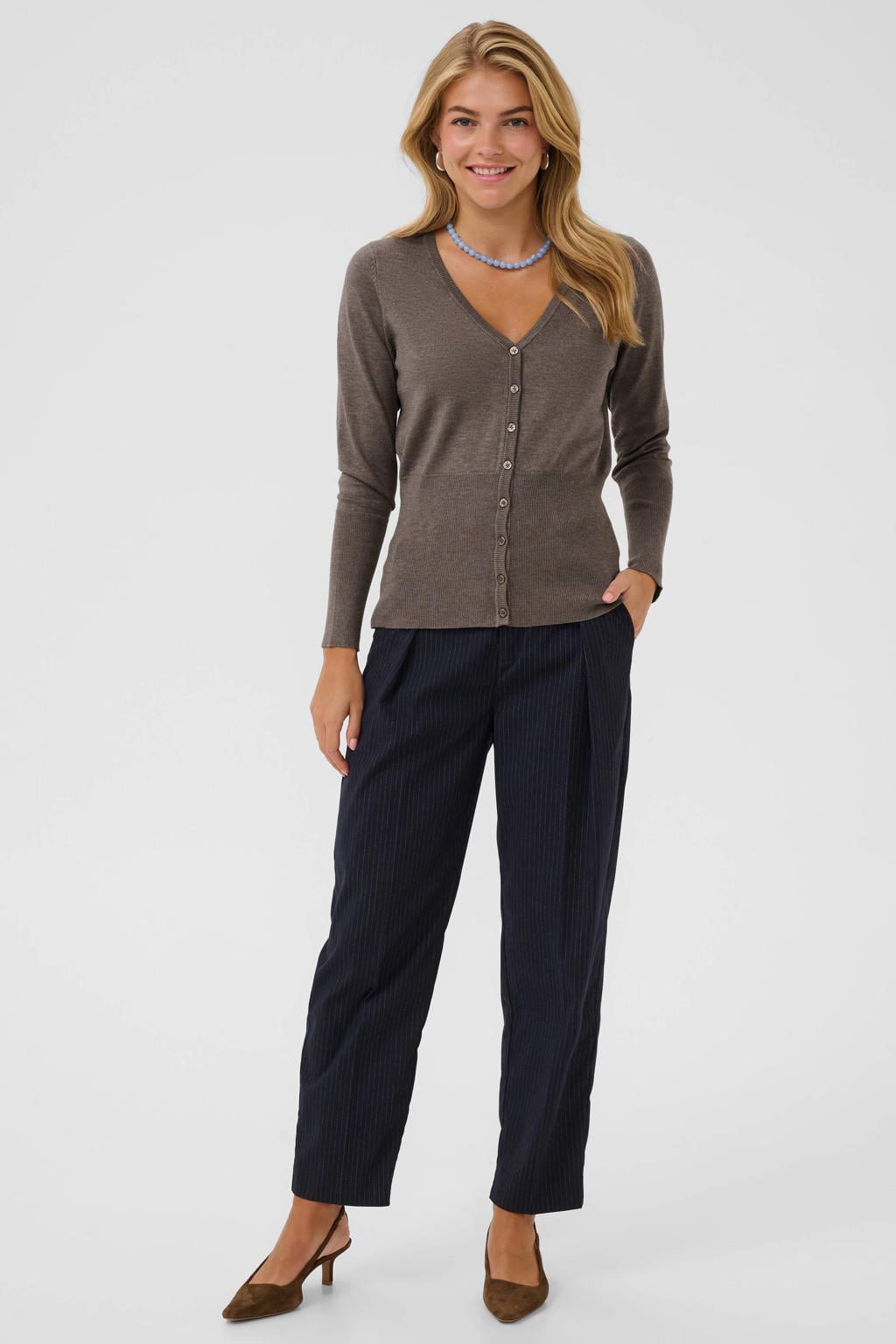 Saint Tropez gebreid vest - taupe