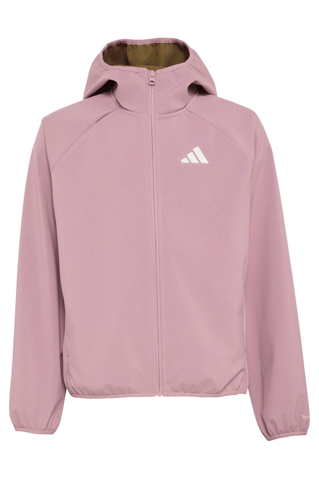 Roze meisjes adidas Terrex Clima365 jas van softshell materiaal met effen, lange mouwen, capuchon en ritssluiting