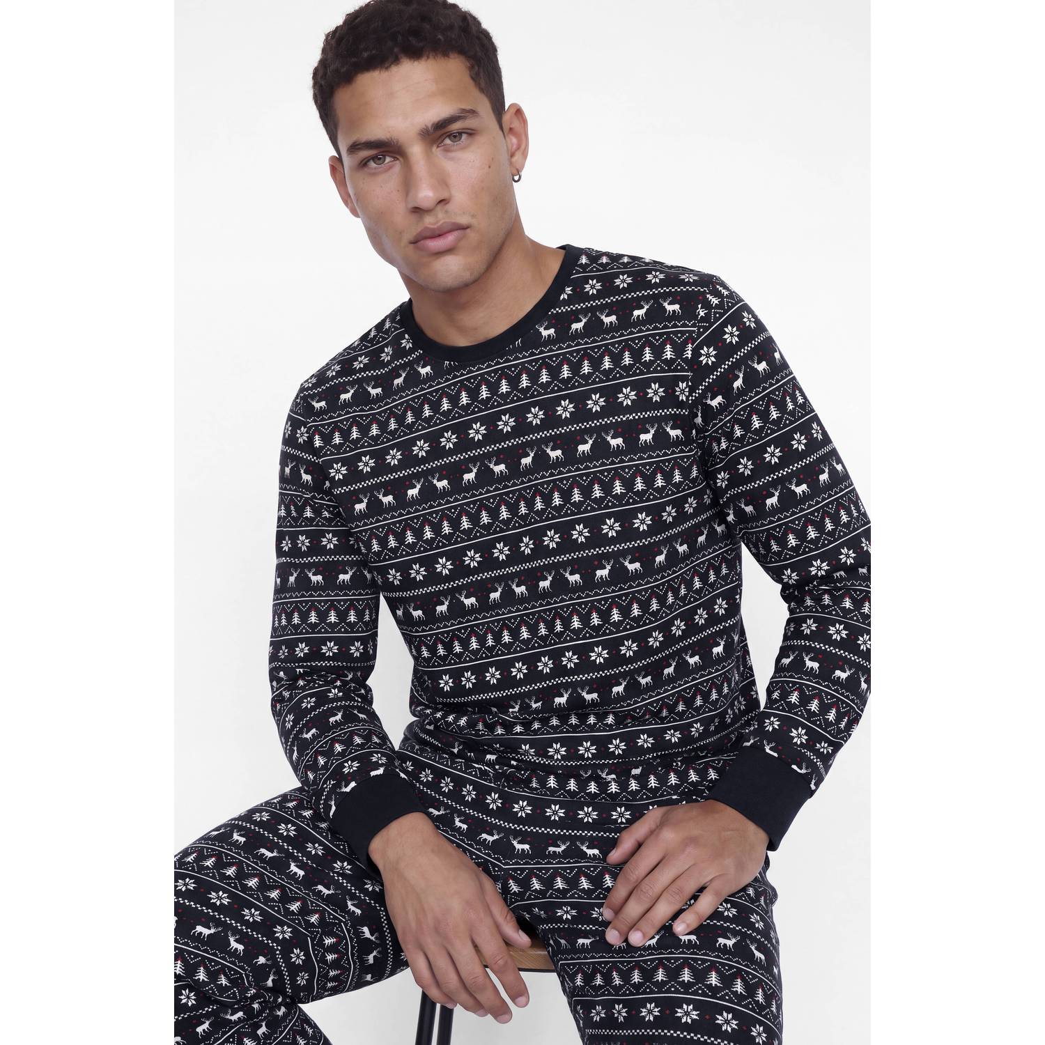 JACK & JONES ADDITIONALS fleece pyjama set donkerblauw