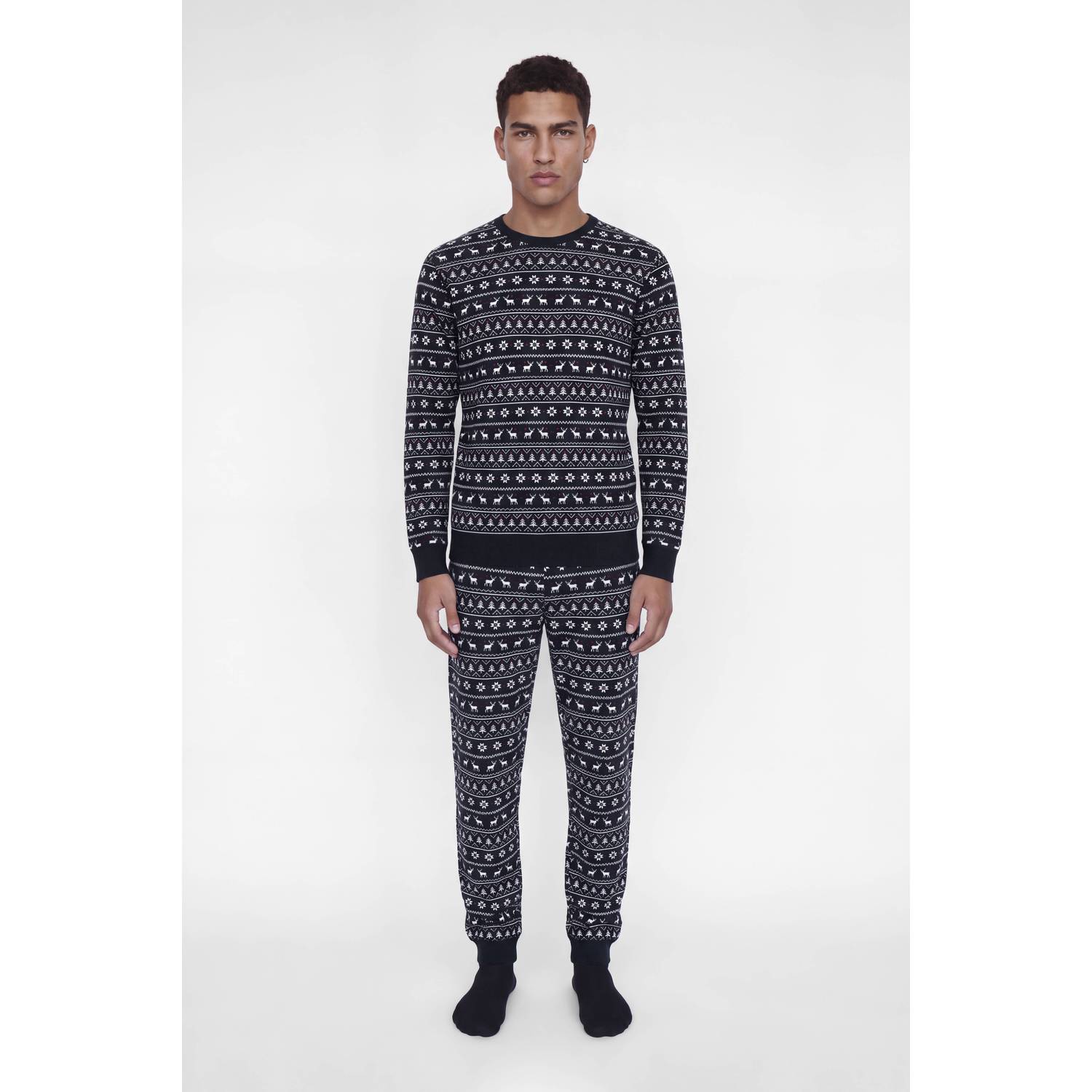 JACK & JONES ADDITIONALS fleece pyjama set donkerblauw