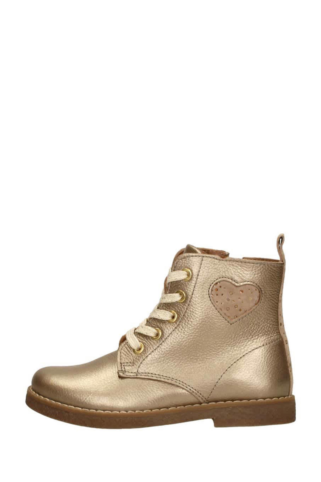 KEQ Veterschoen hoog Goudkleur