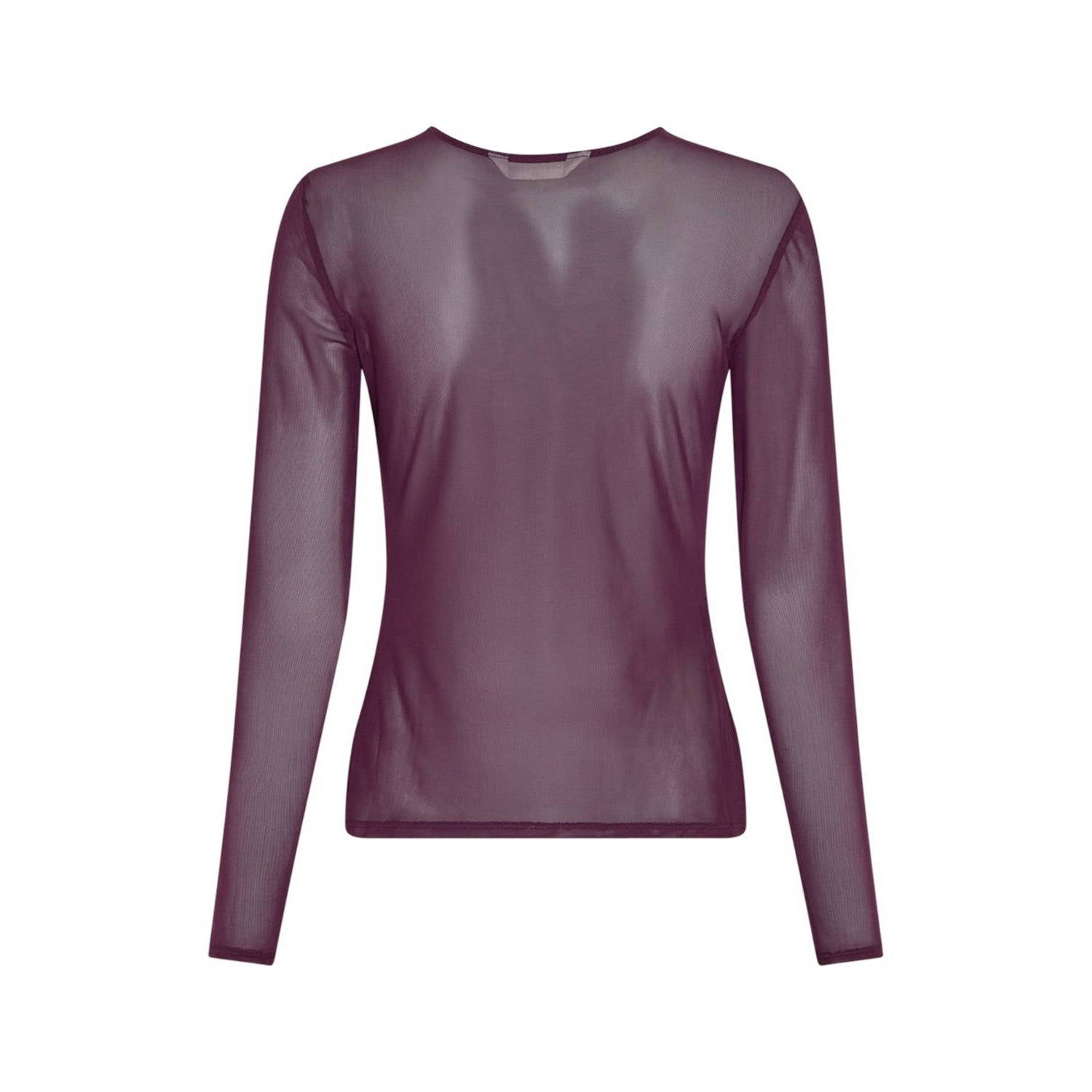 MSCH Copenhagen semi-transparante jersey top donkerpaars