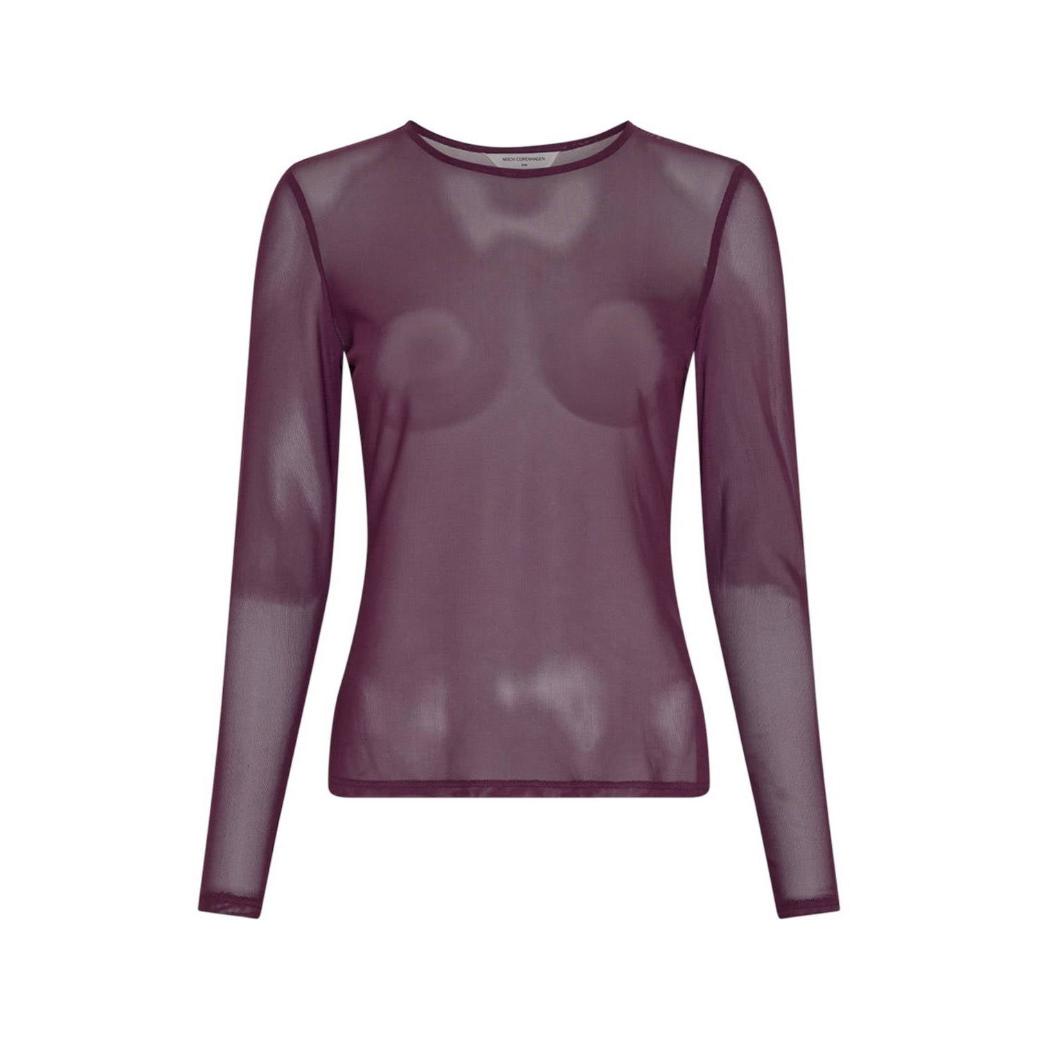 MSCH Copenhagen semi-transparante jersey top donkerpaars