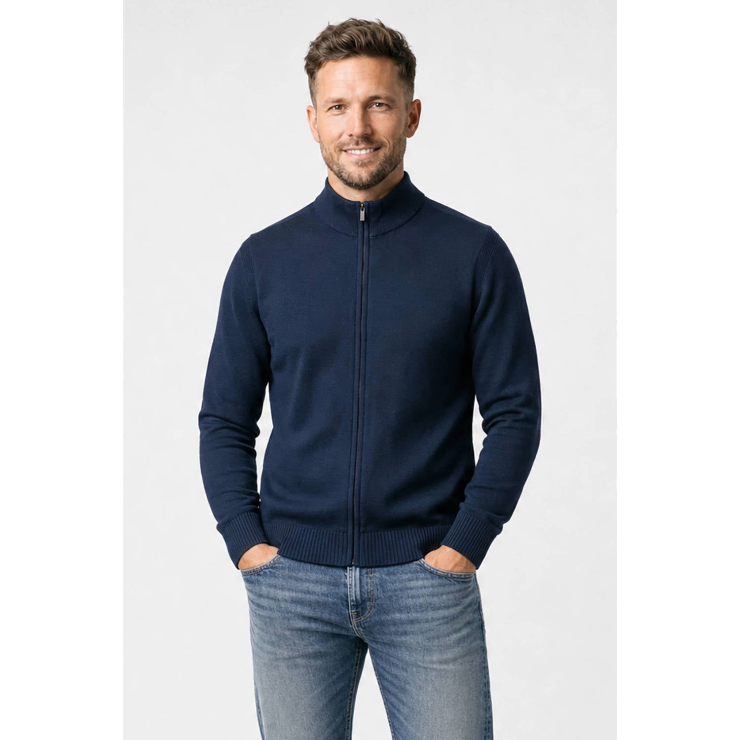 Cars gebreid vest donkerblauw