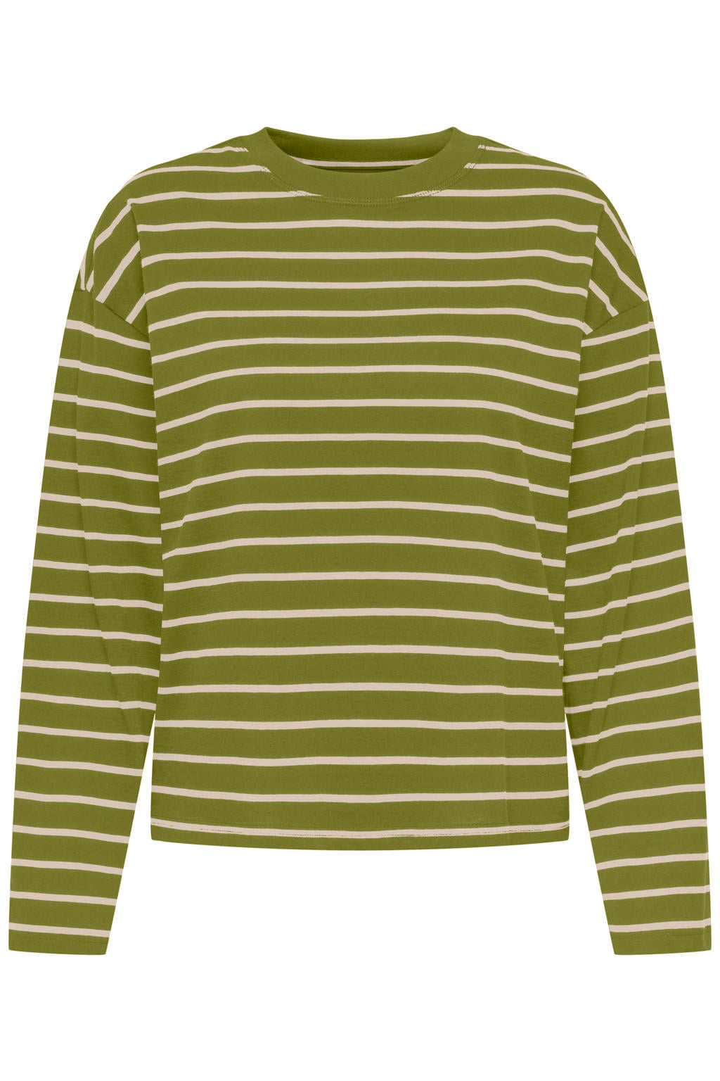 Groen en lichtroze dames ONLY top met lange mouwen en ronde hals