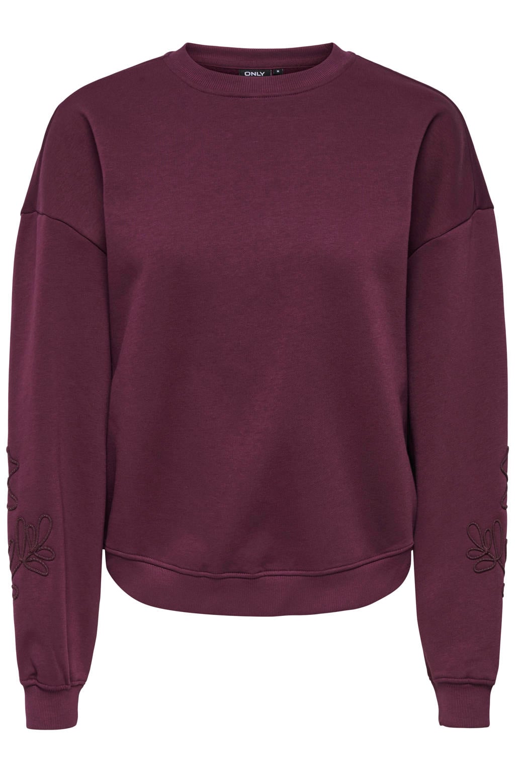 ONLY rechtvallende gebloemde sweater met borduursels - donkerrood