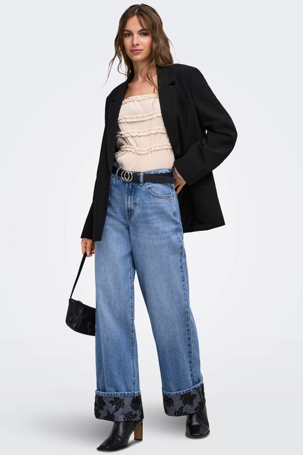 ONLY Onlhope Hw Wide Lace Red Dnm Mae jeans - mediumblauw
