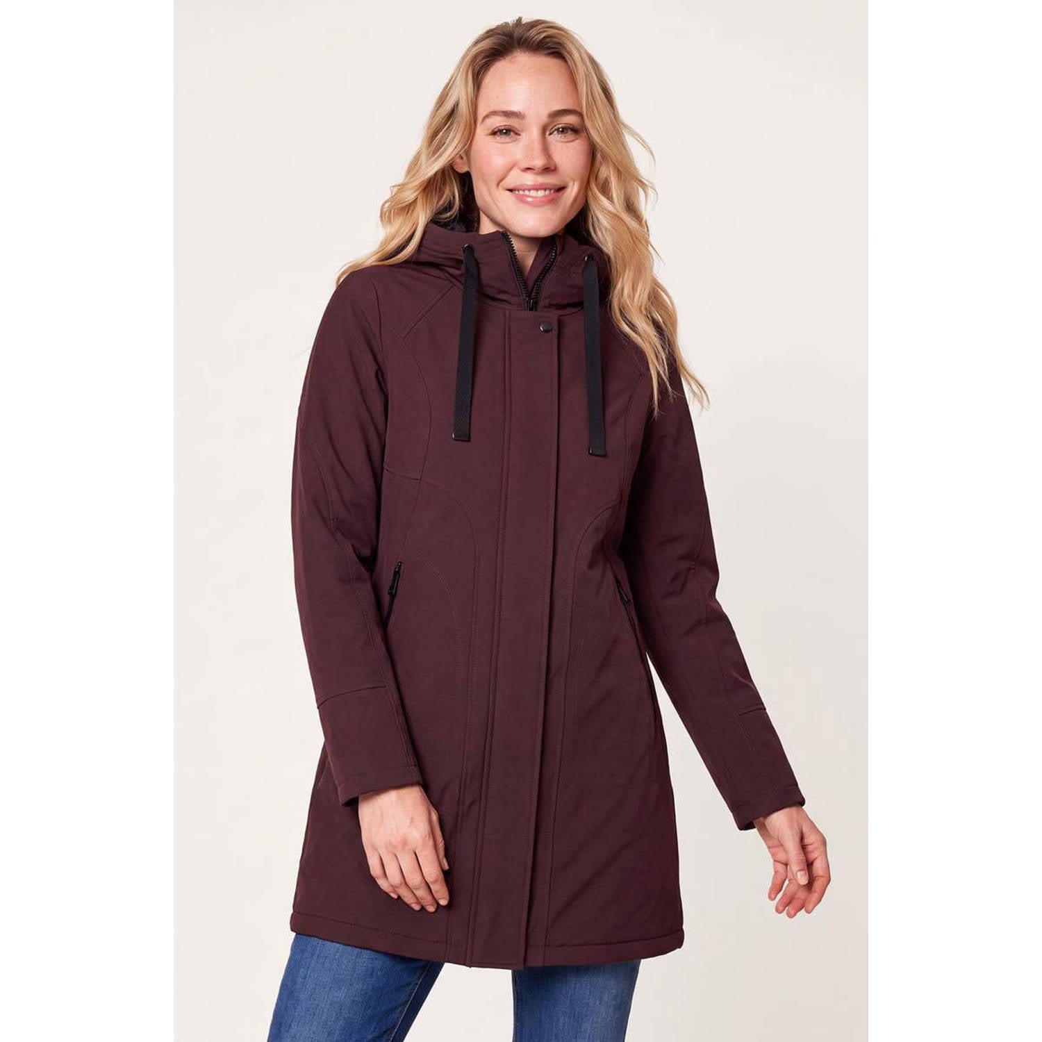 Miss Etam winter softshell jas donkerrood