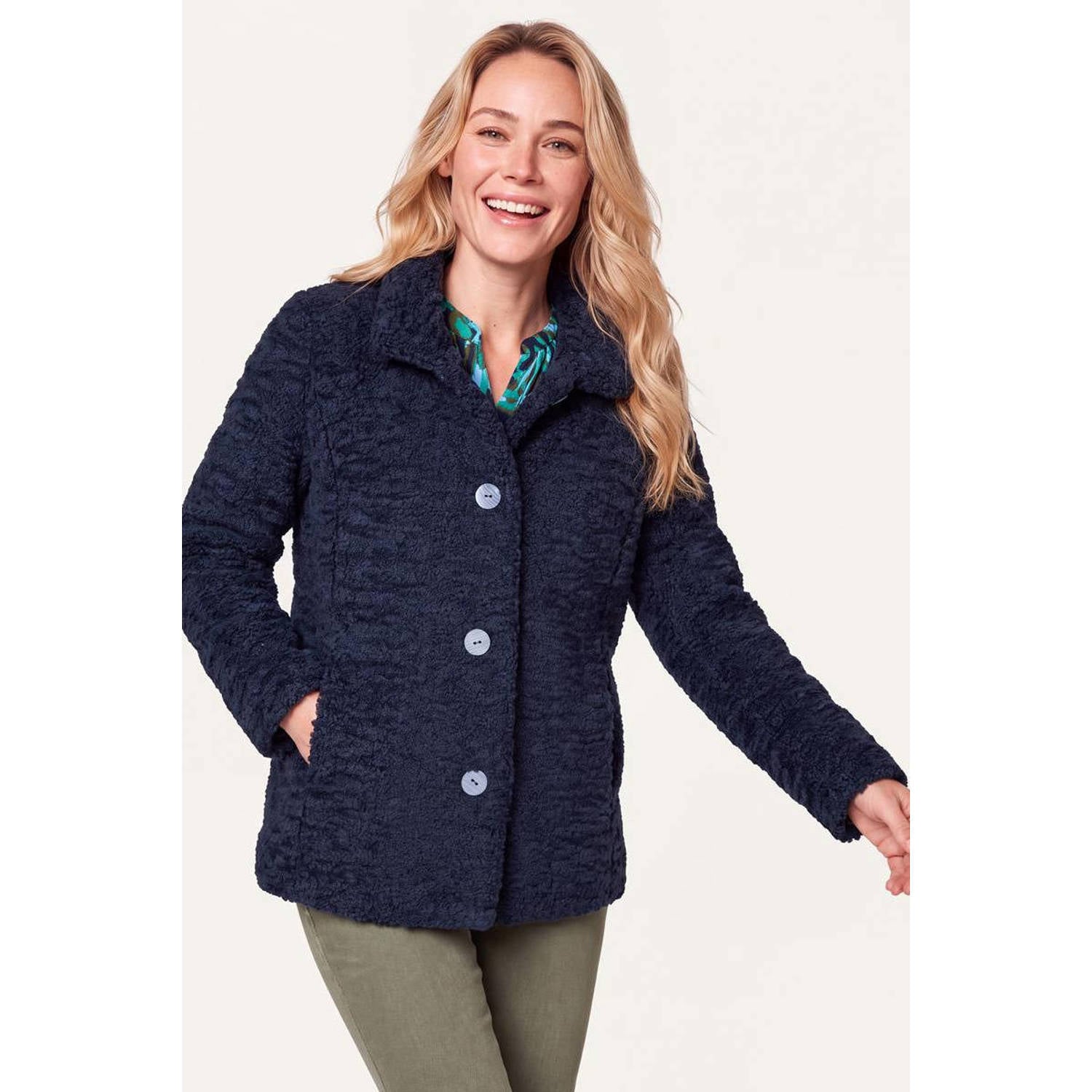 Miss Etam teddy jas donkerblauw