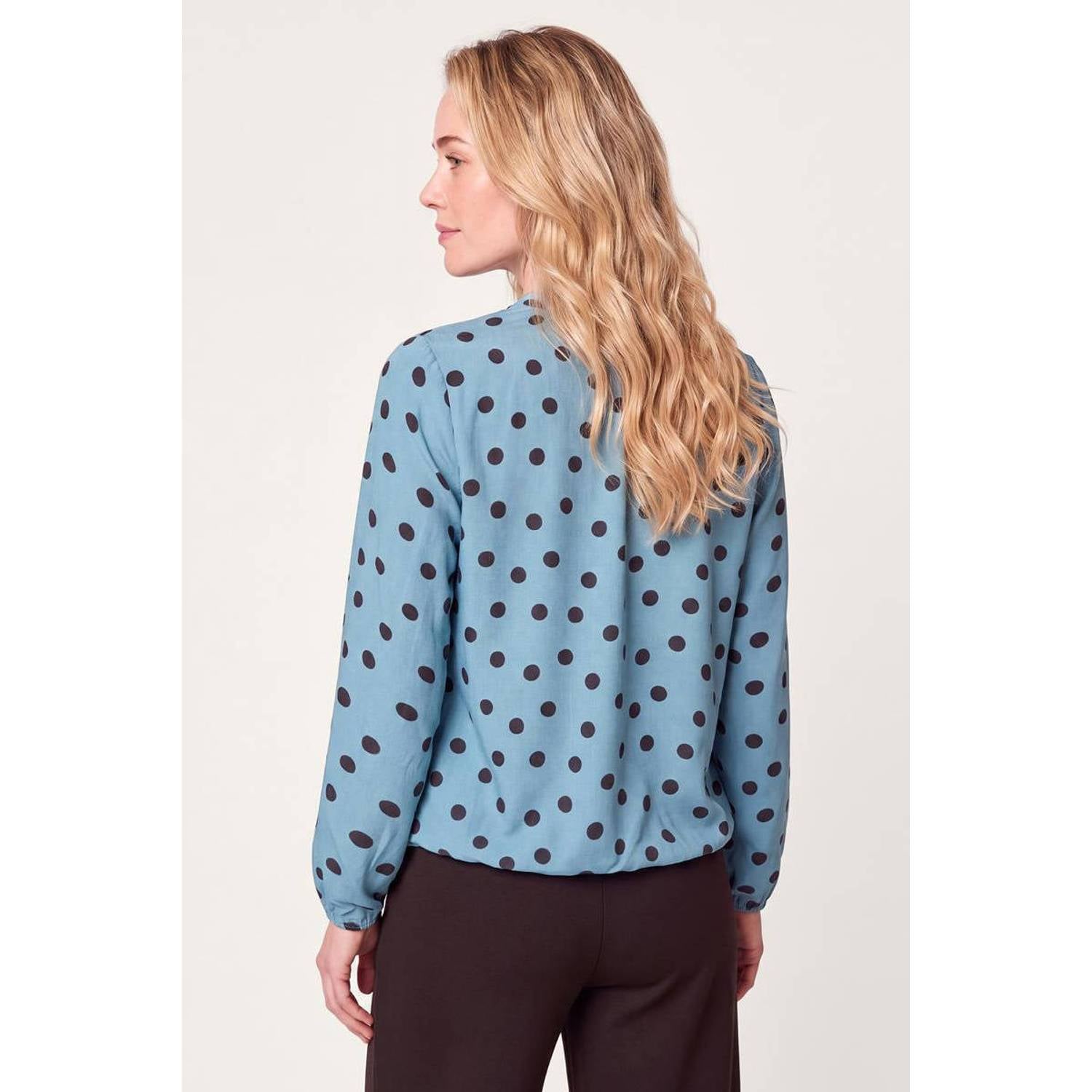 Miss Etam blouse met stippen blauw