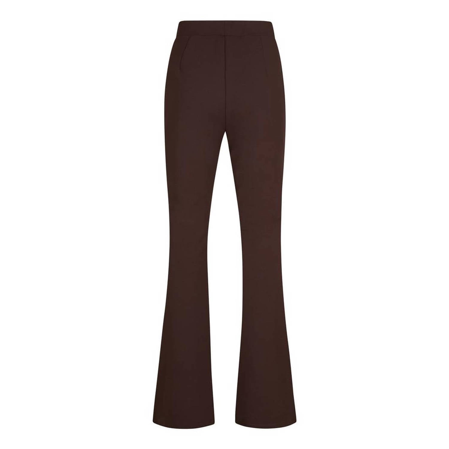 Miss Etam slim fit flared broek donkerbruin