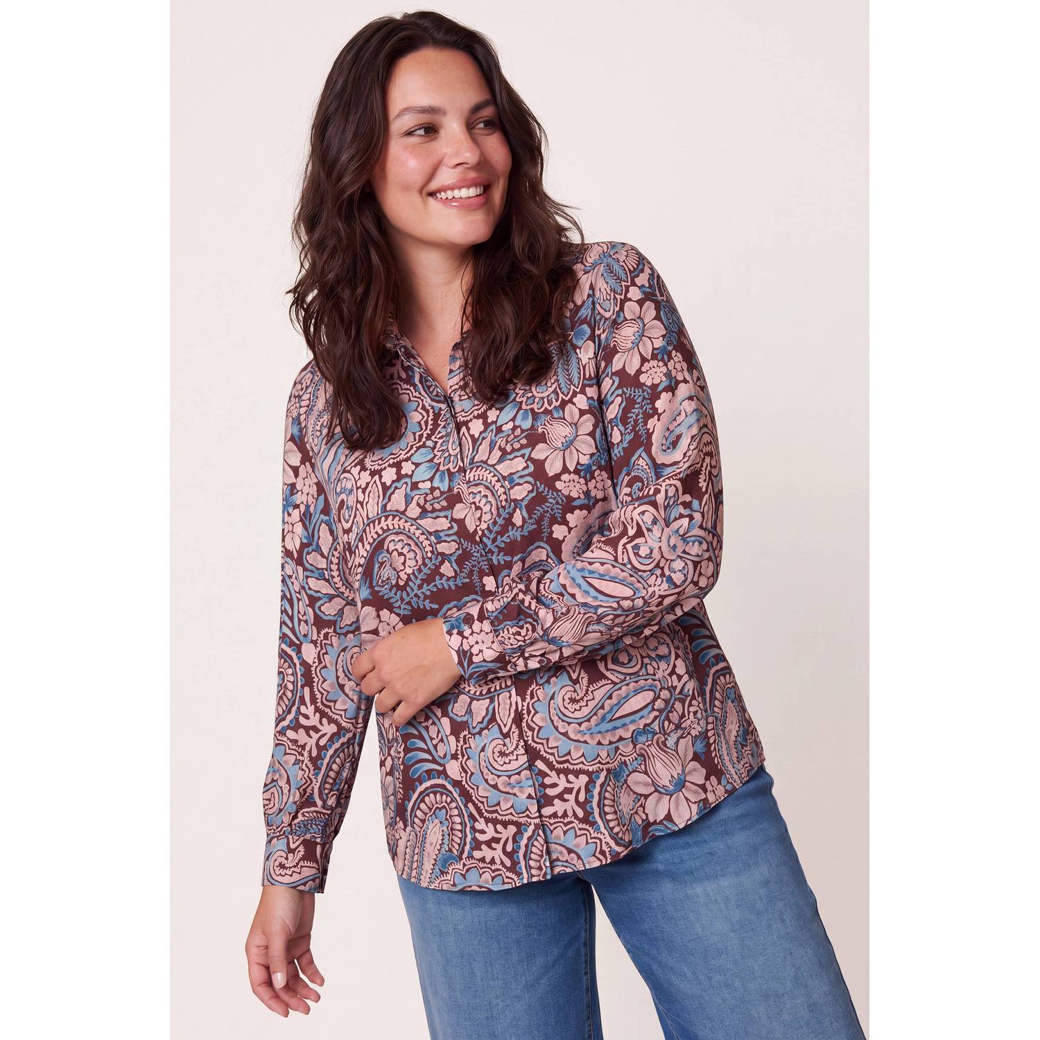 Miss Etam Plus blouse met print donkerrood