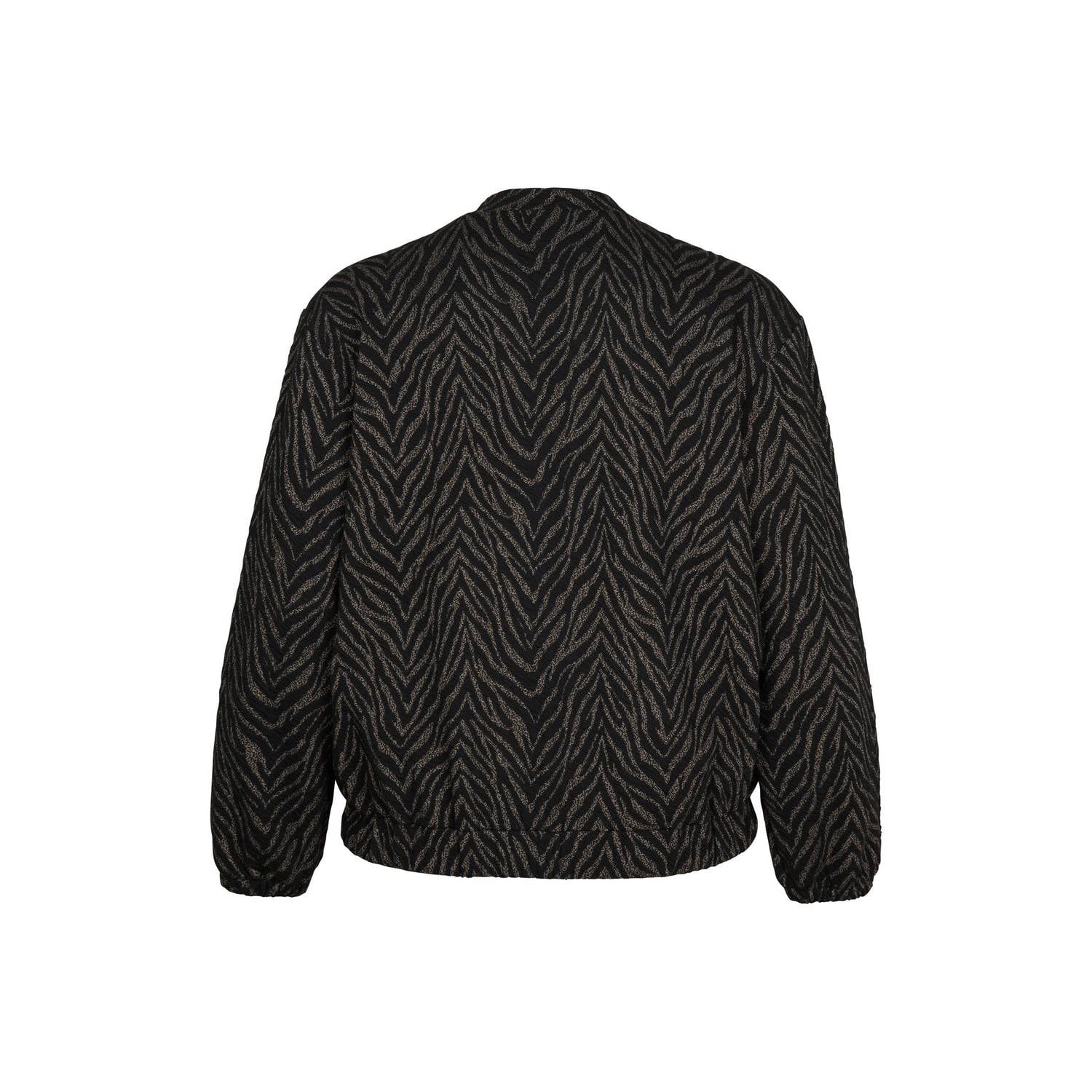 Miss Etam Plus bomberjack met zebraprint zwart