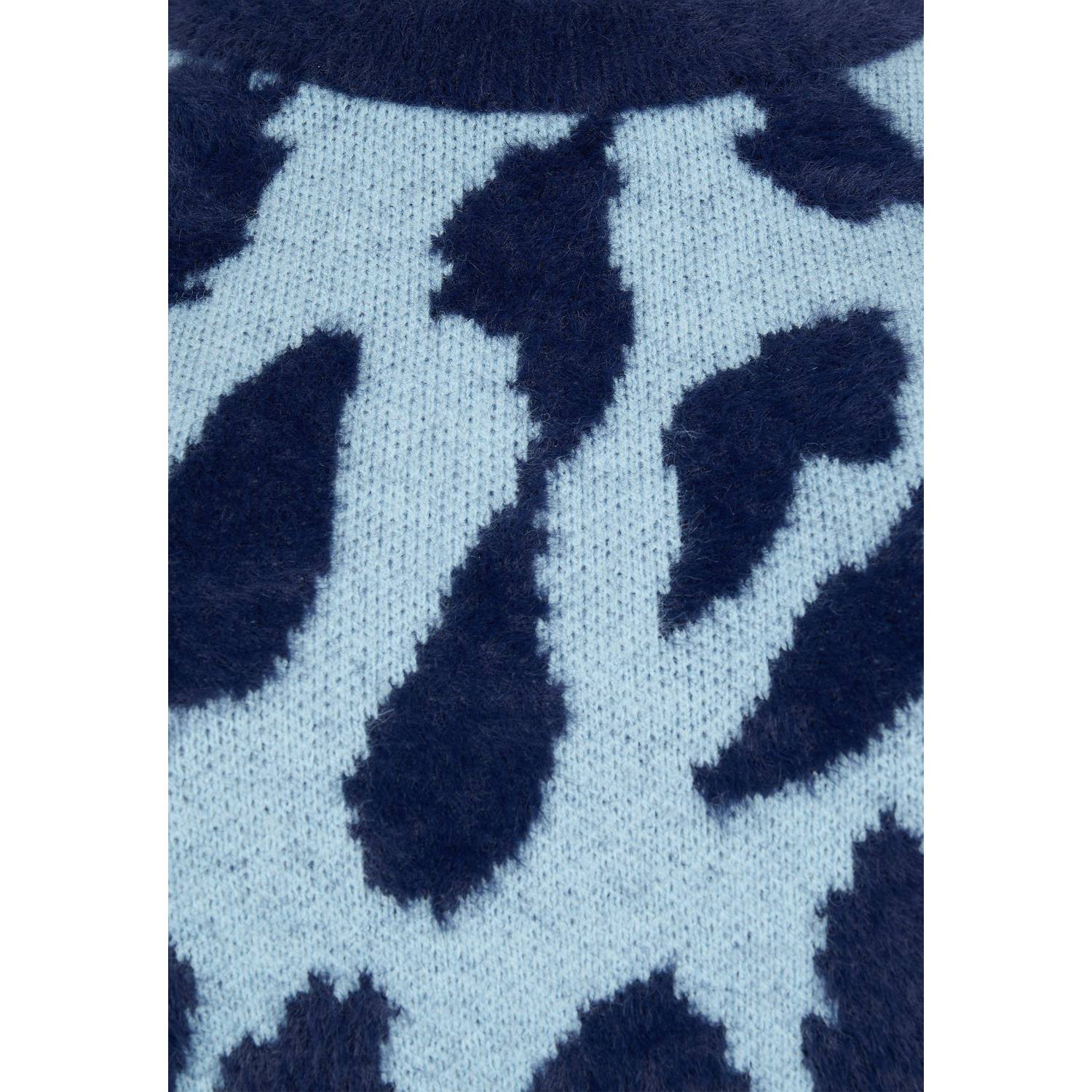 Miss Etam Plus gebreide trui met panterprint blauw