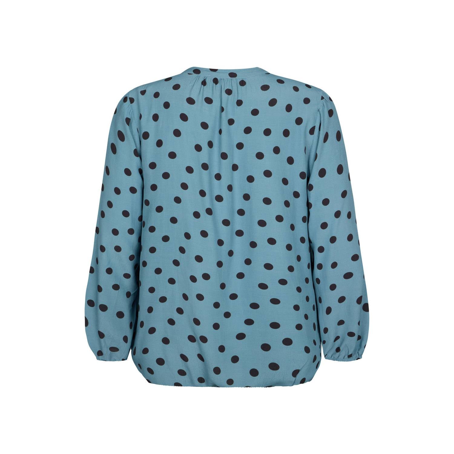 Miss Etam Plus blouse met stippen blauw