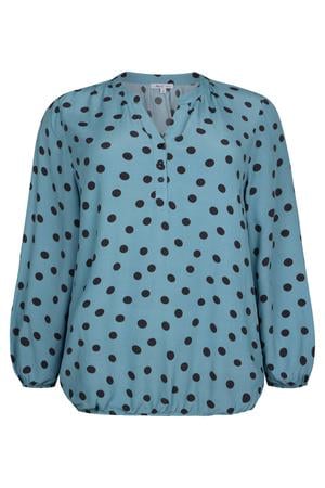 blouse met stippen - blauw
