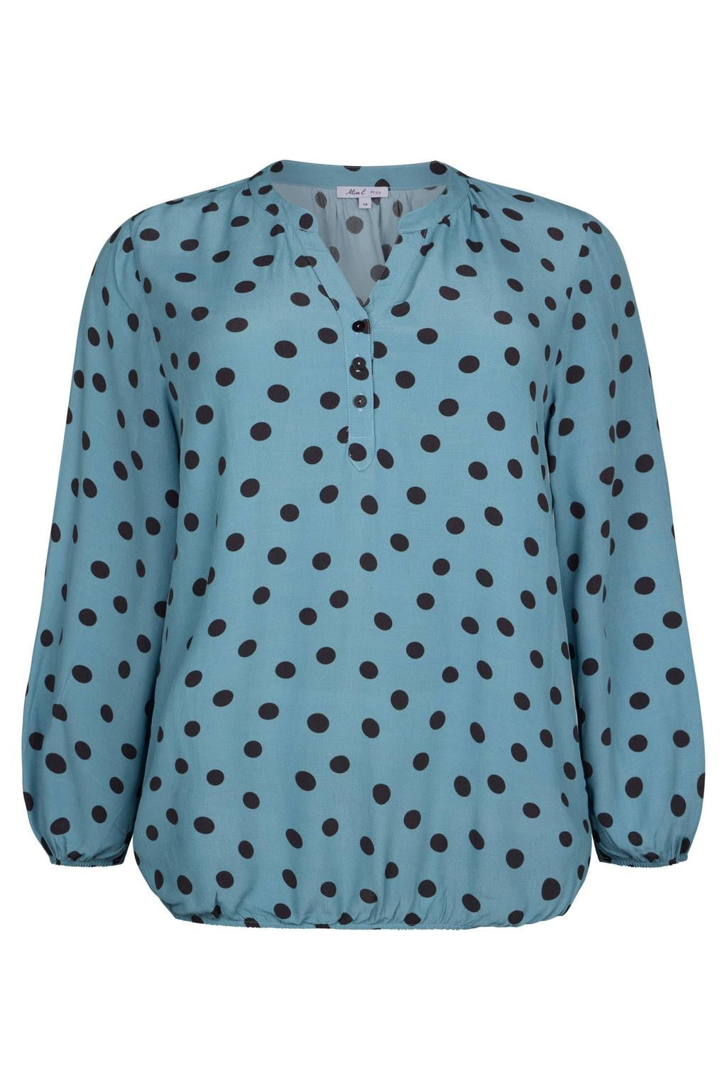 Miss Etam Plus blouse met stippen - blauw