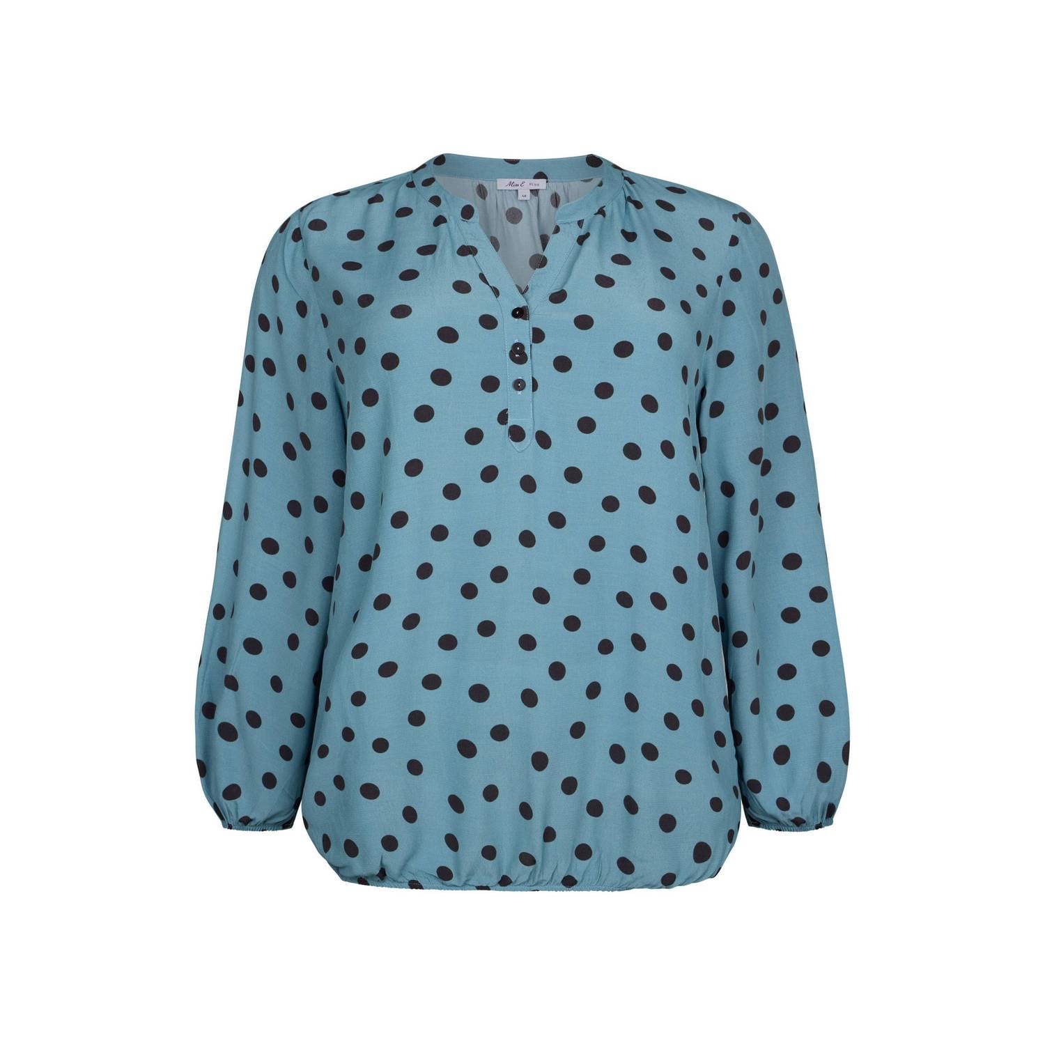 Miss Etam Plus blouse met stippen blauw