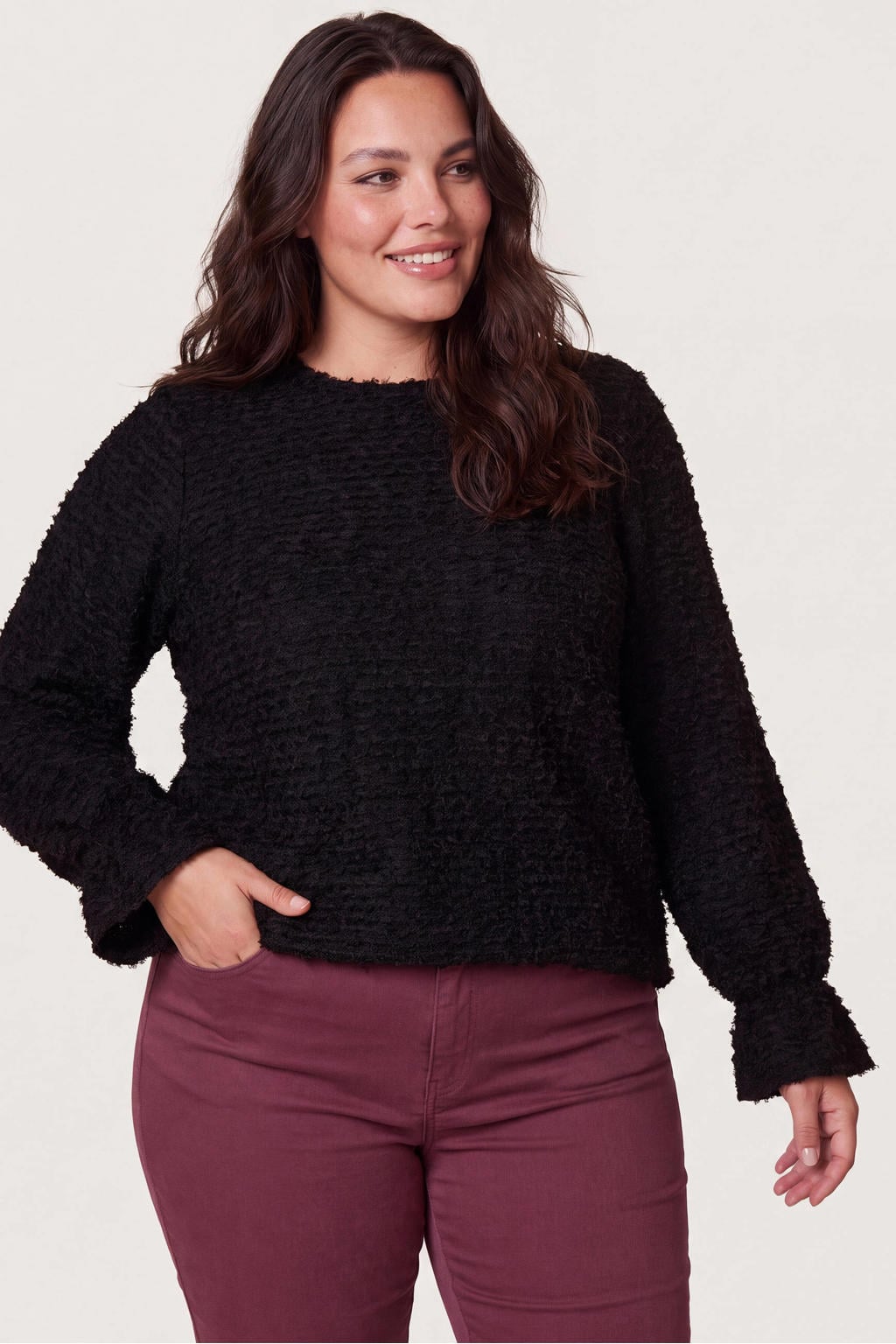 Miss Etam Plus top - zwart