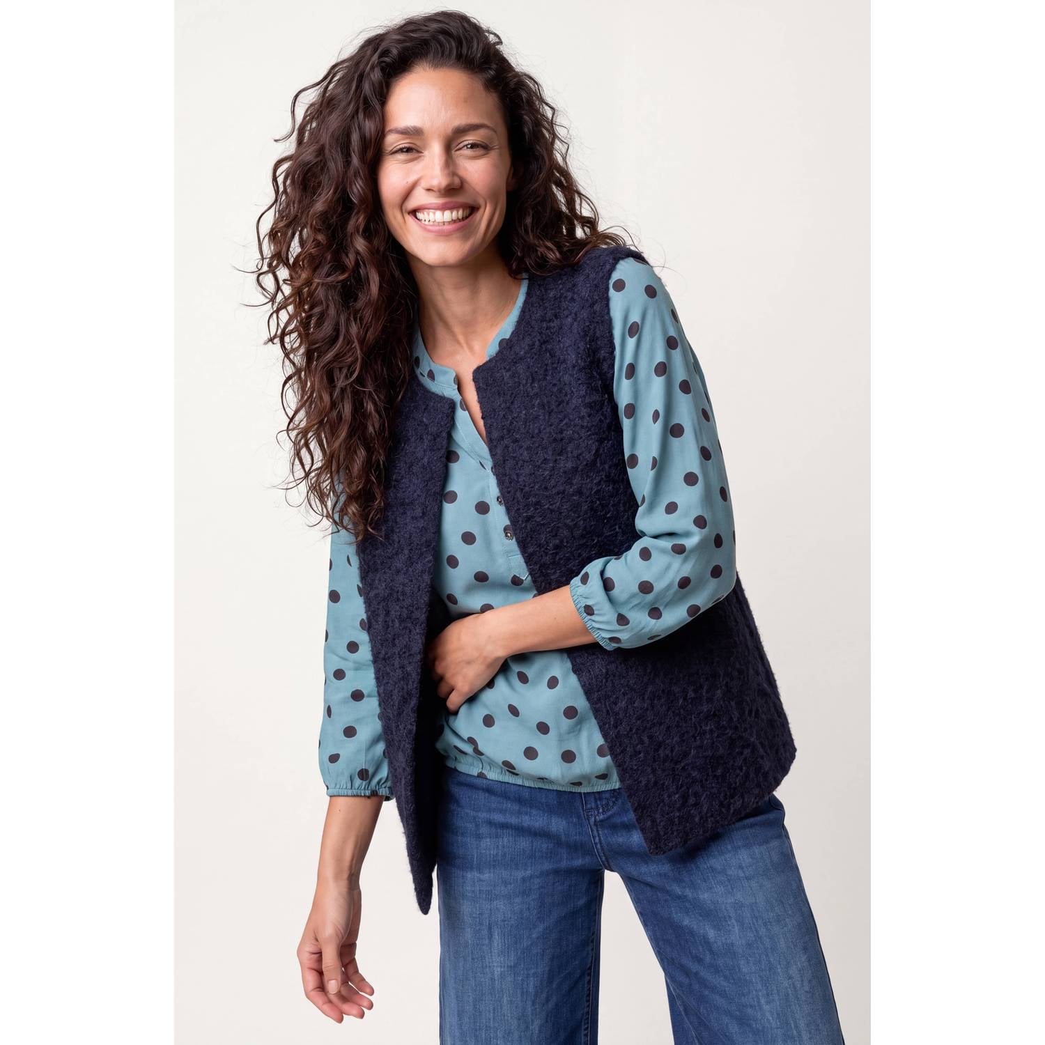 Miss Etam teddy gilet donkerblauw