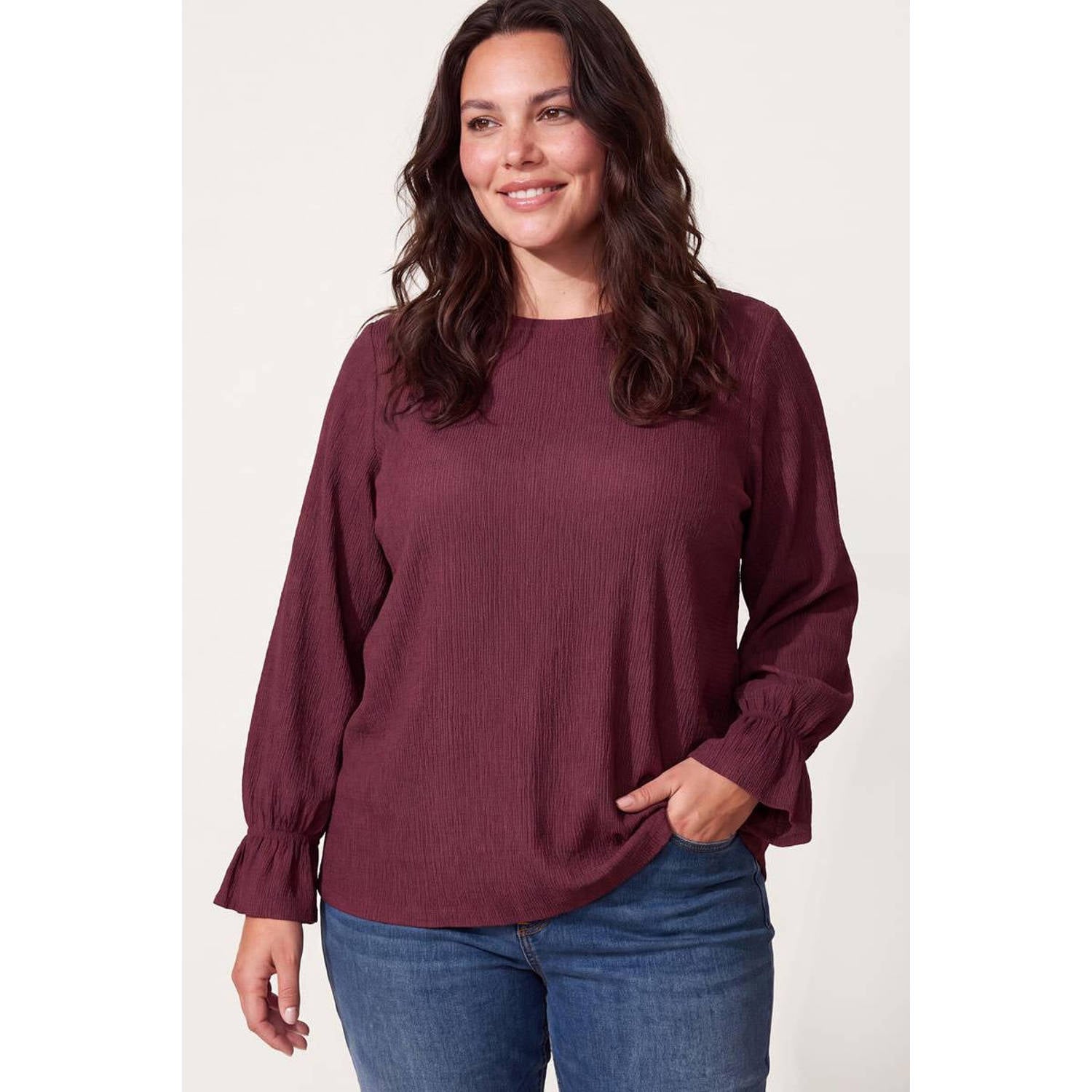 Miss Etam Plus top donkerrood
