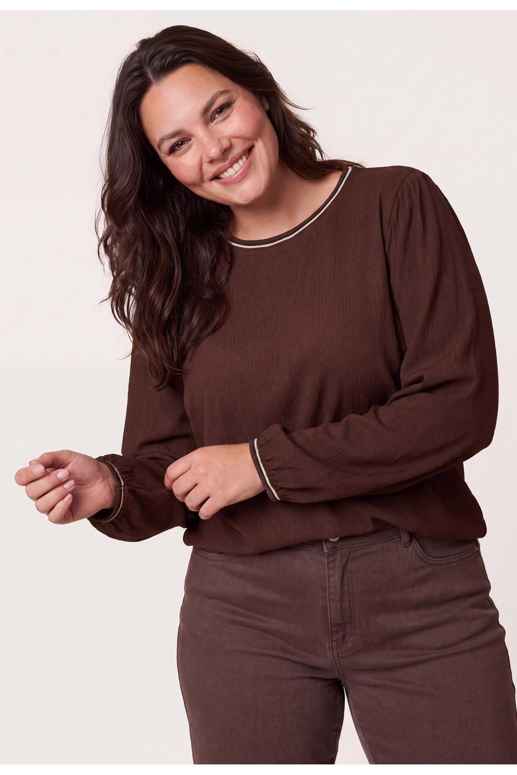 Miss Etam Plus top - donkerbruin