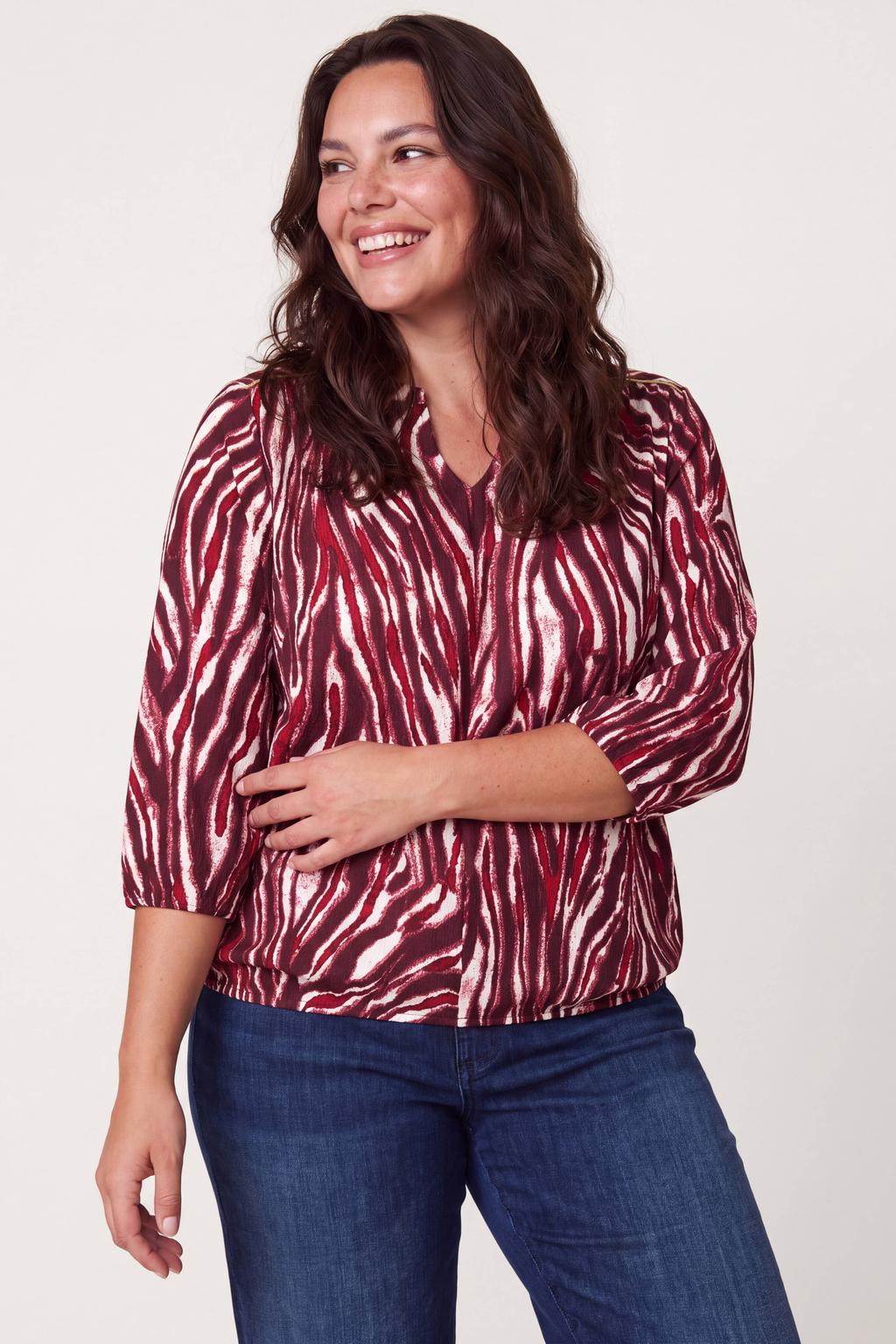 Rode dames Miss Etam Plus blouse van polyester met driekwart mouwen