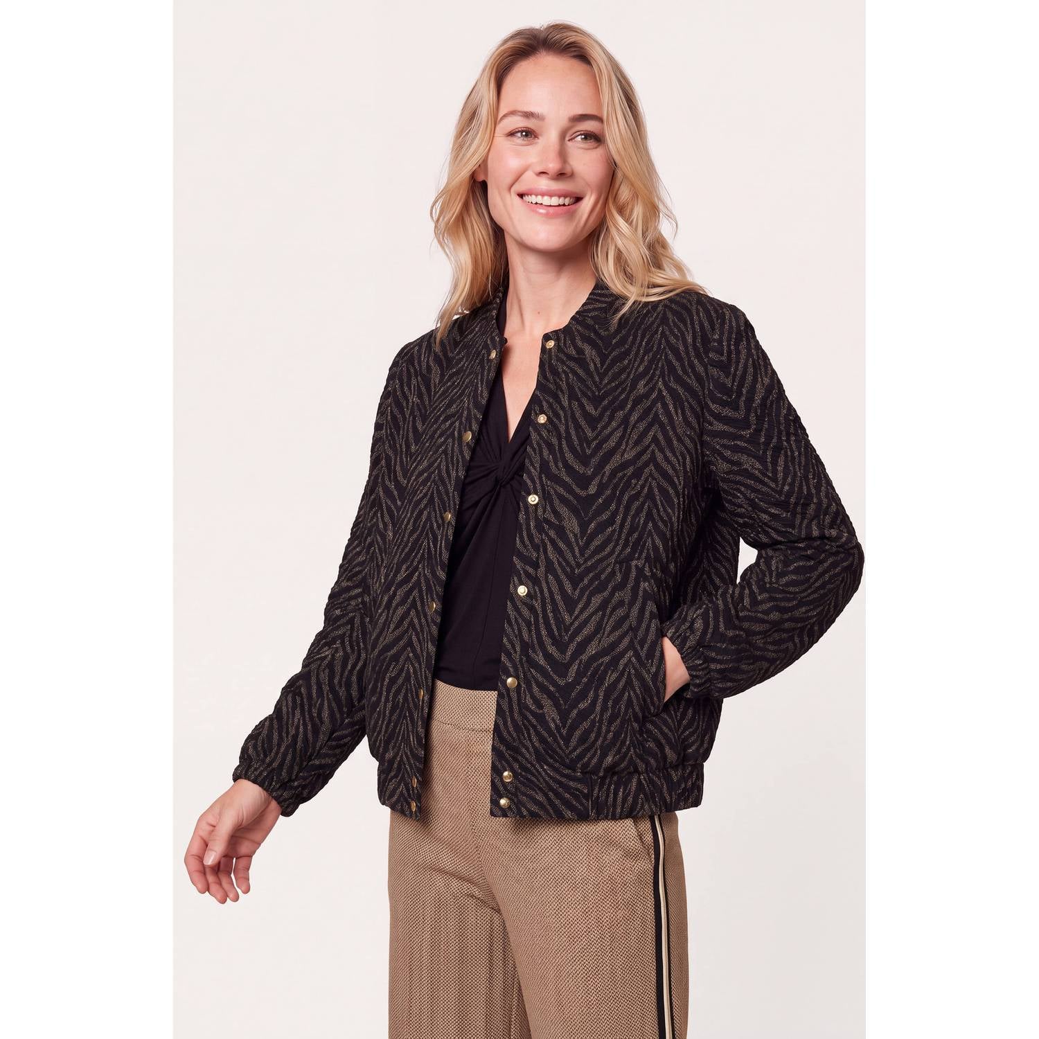 Miss Etam bomberjack met zebraprint zwart