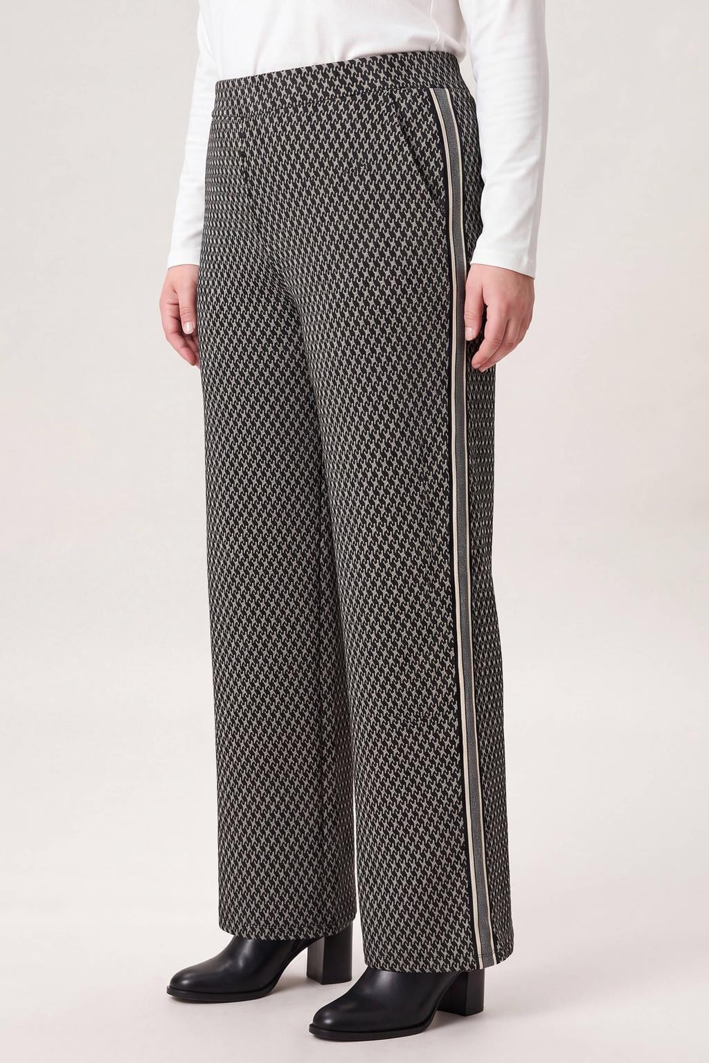 Miss Etam Plus wide leg broek met print - grijs