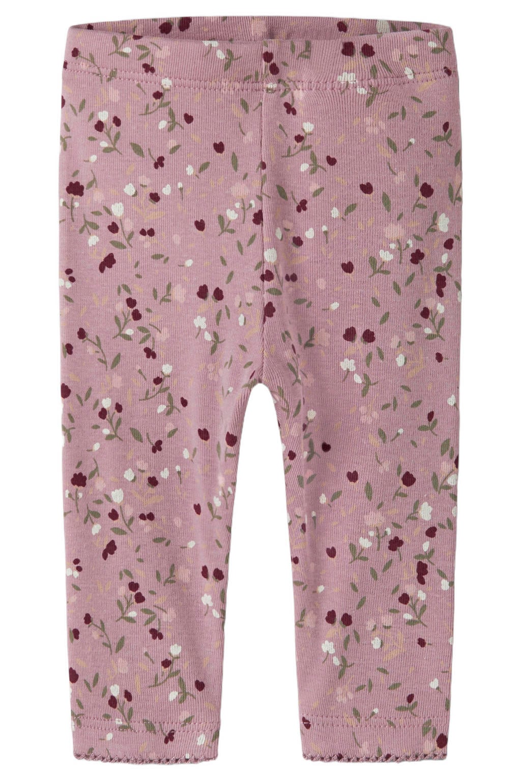 Lilakleurige meisjes NAME IT BABY katoenen gebreide gebloemde legging met elastische tailleband