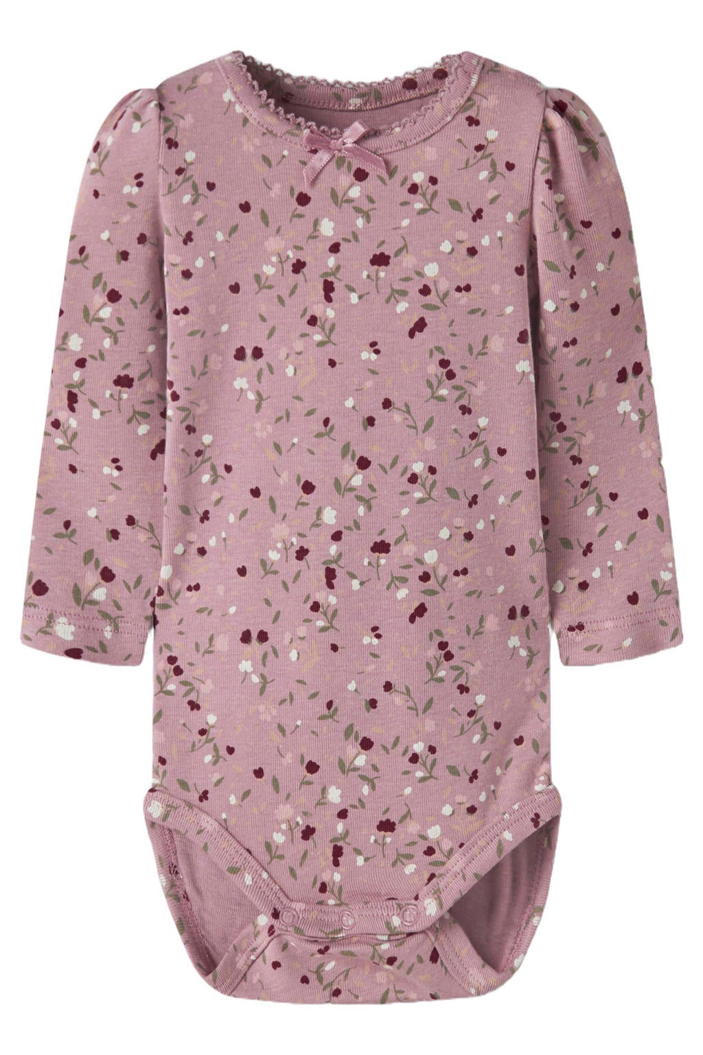 NAME IT BABY gebreide gebloemde romper - lila
