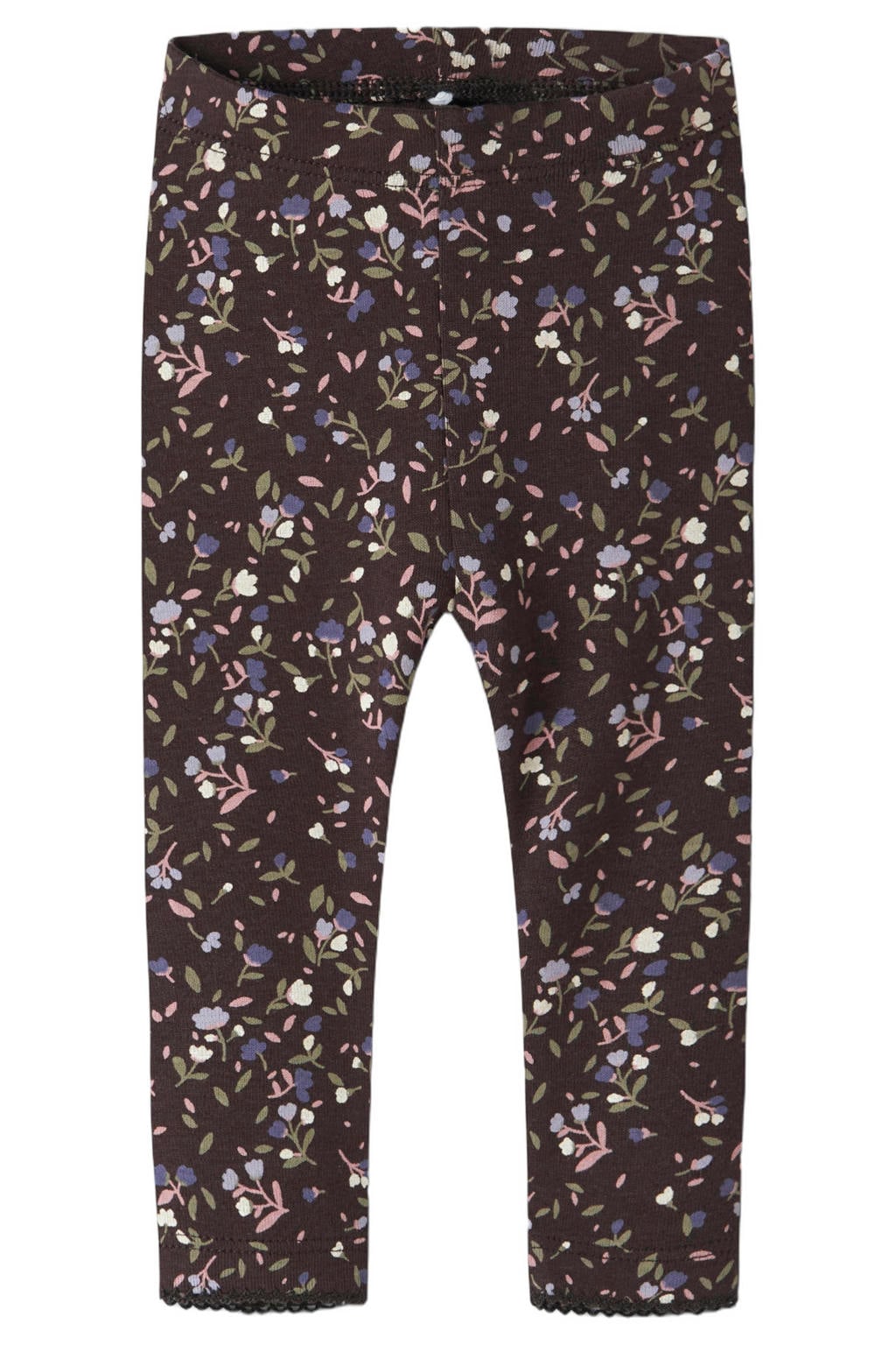 Donkerblauwe meisjes NAME IT BABY gebloemde gebreide legging van katoen met elastische tailleband