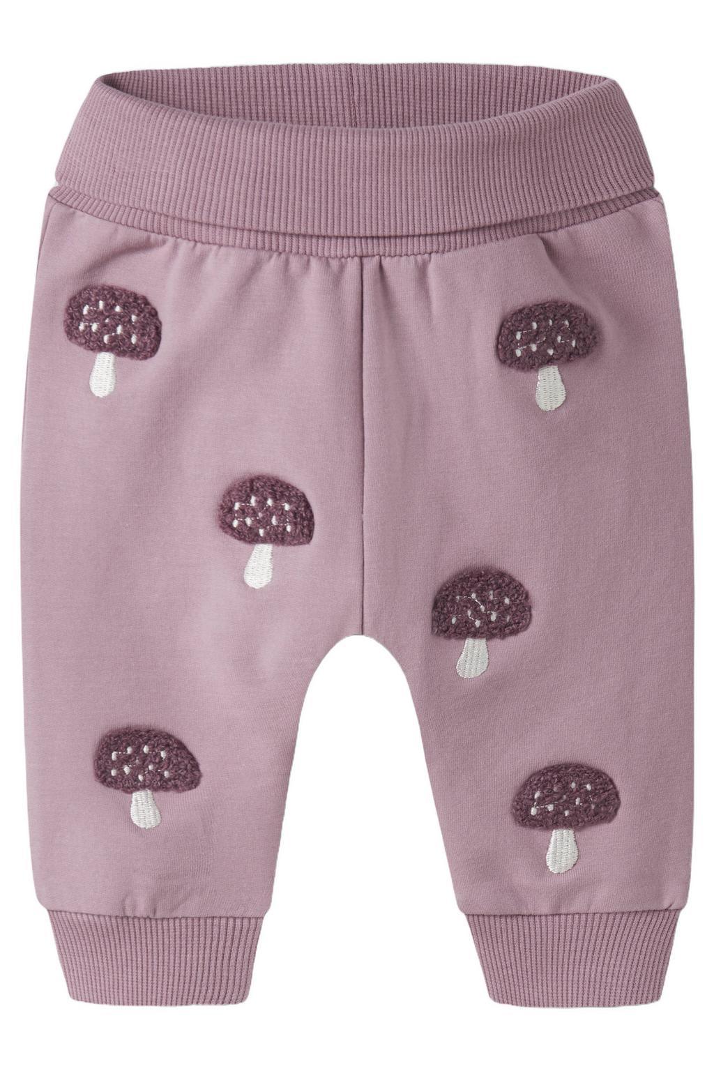 NAME IT BABY joggingbroek met borduursels en print - oudroze