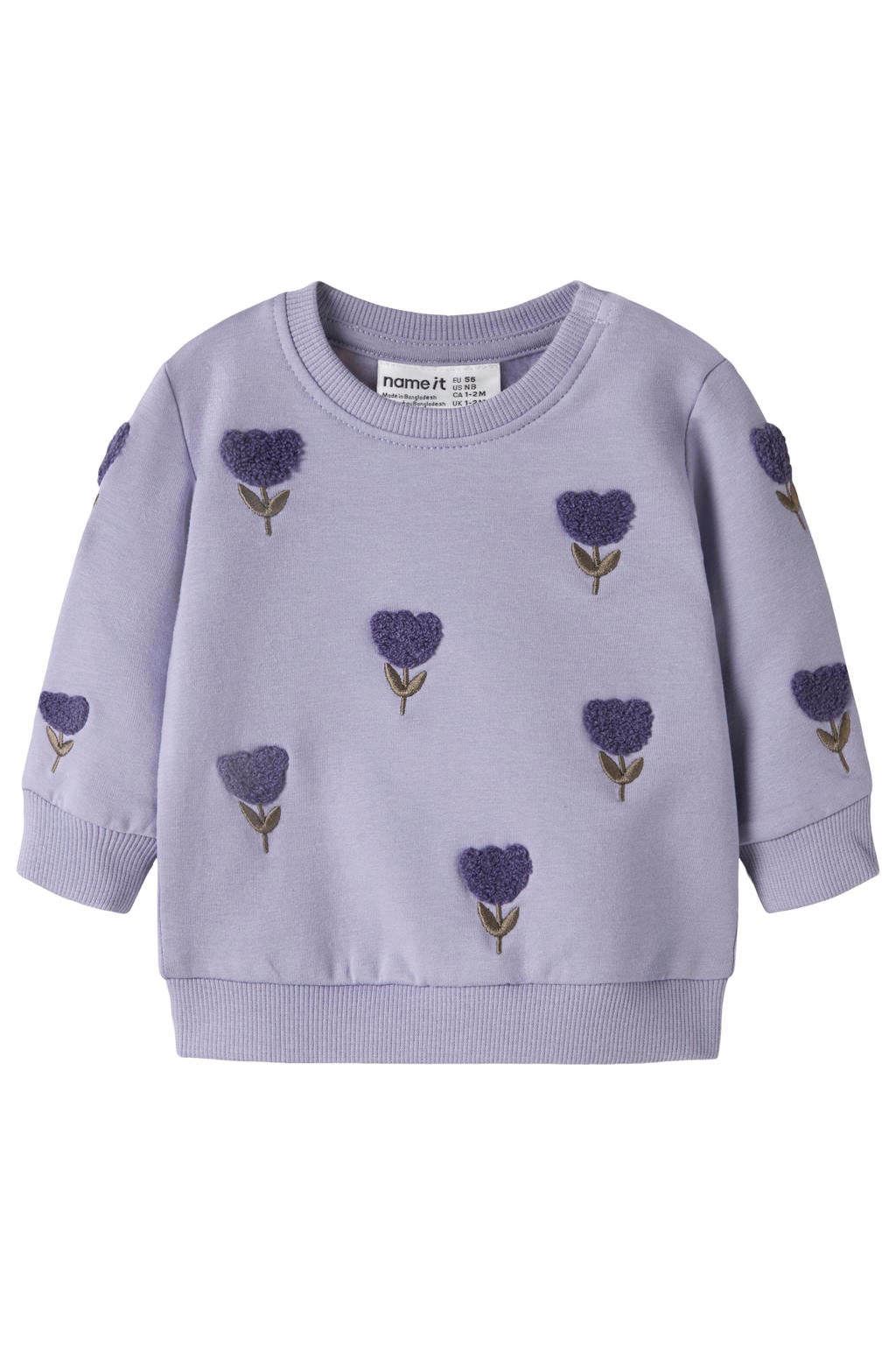 NAME IT BABY gebloemde sweater met borduursels - lila