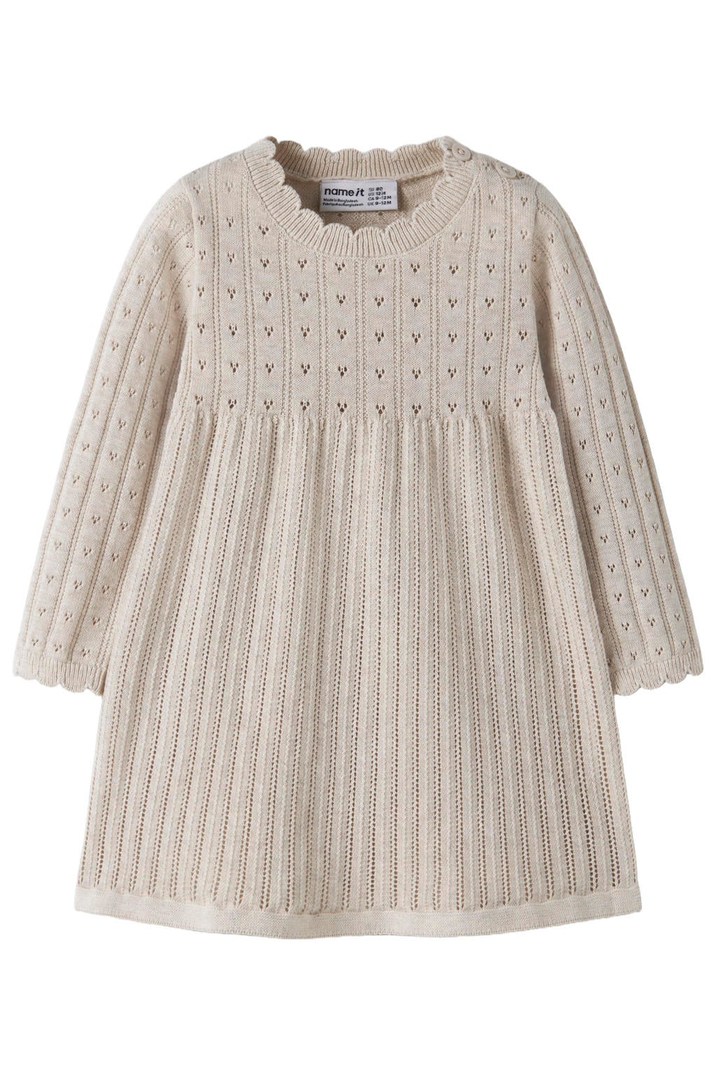 NAME IT BABY gebreide A-lijn jurk - beige