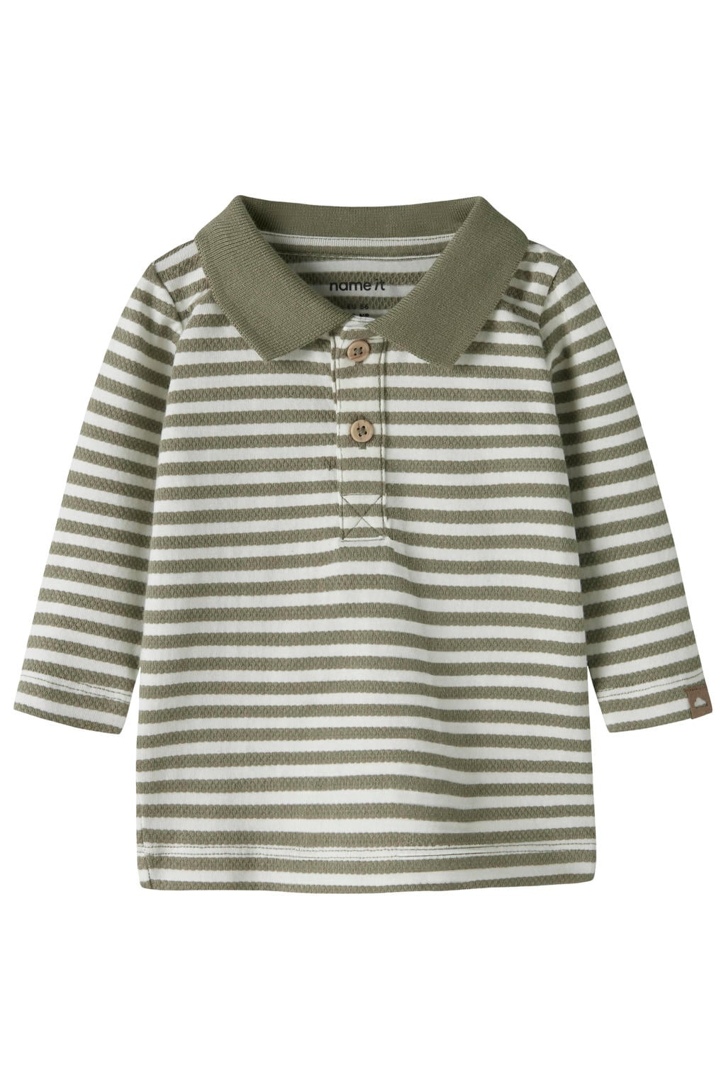 NAME IT BABY gestreepte longsleeve - kaki/wit